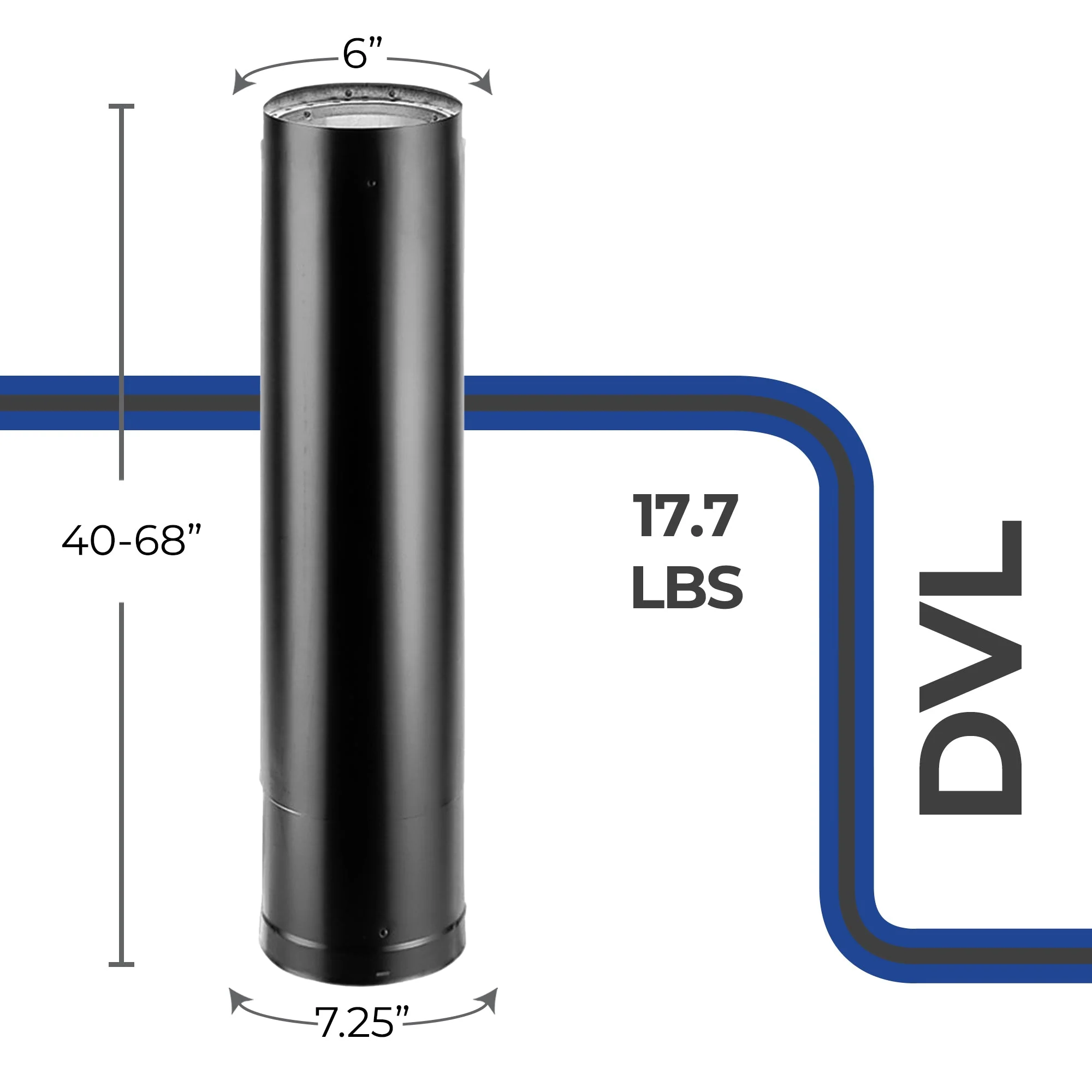 DuraVent DVL 6DVL-68TA 6'' Double Wall Steel Telescoping Chimney Stove Pipe - Image 3
