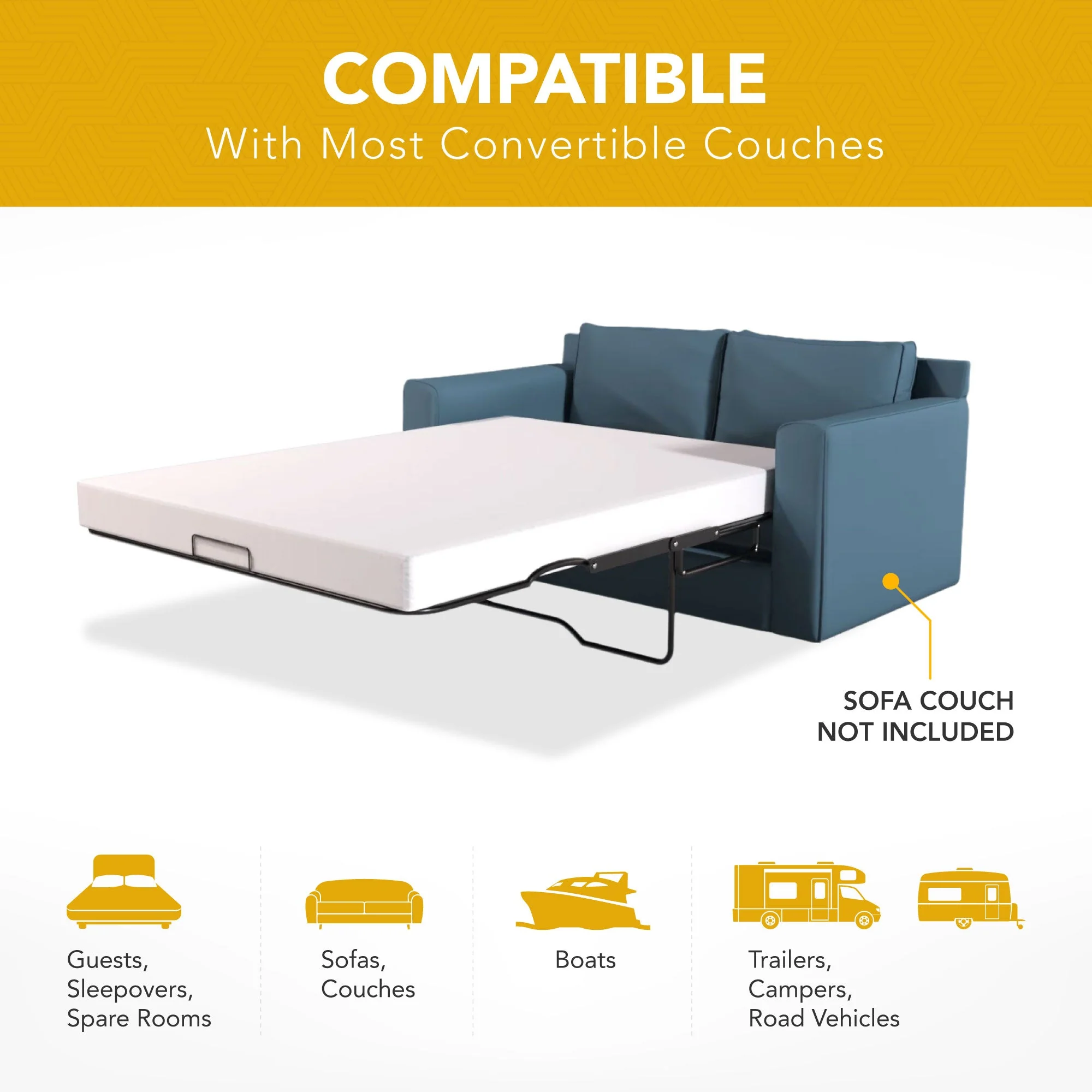 Dynasty Mattress 4" CoolBreeze Memory Foam Full Mattress for Convertible Sofa, Sofa Not Included - Image 4