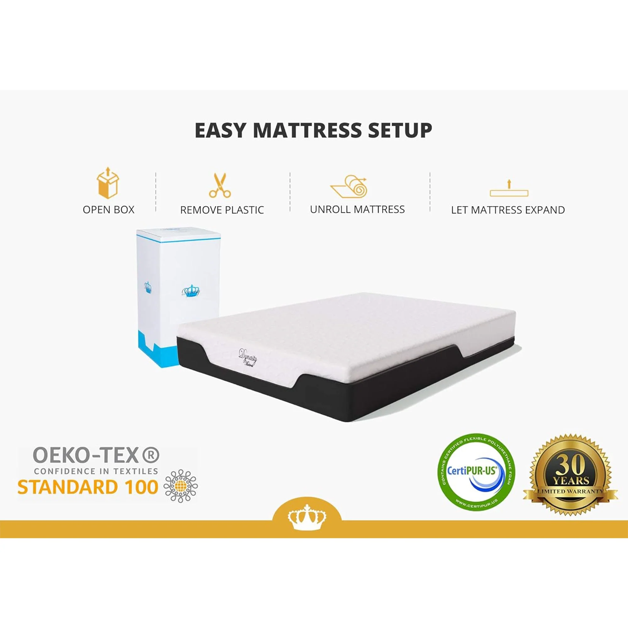 Dynasty Mattress 8 Inch CoolBreeze Gel Memory Foam RV Camper Mattress, RV King - Image 2