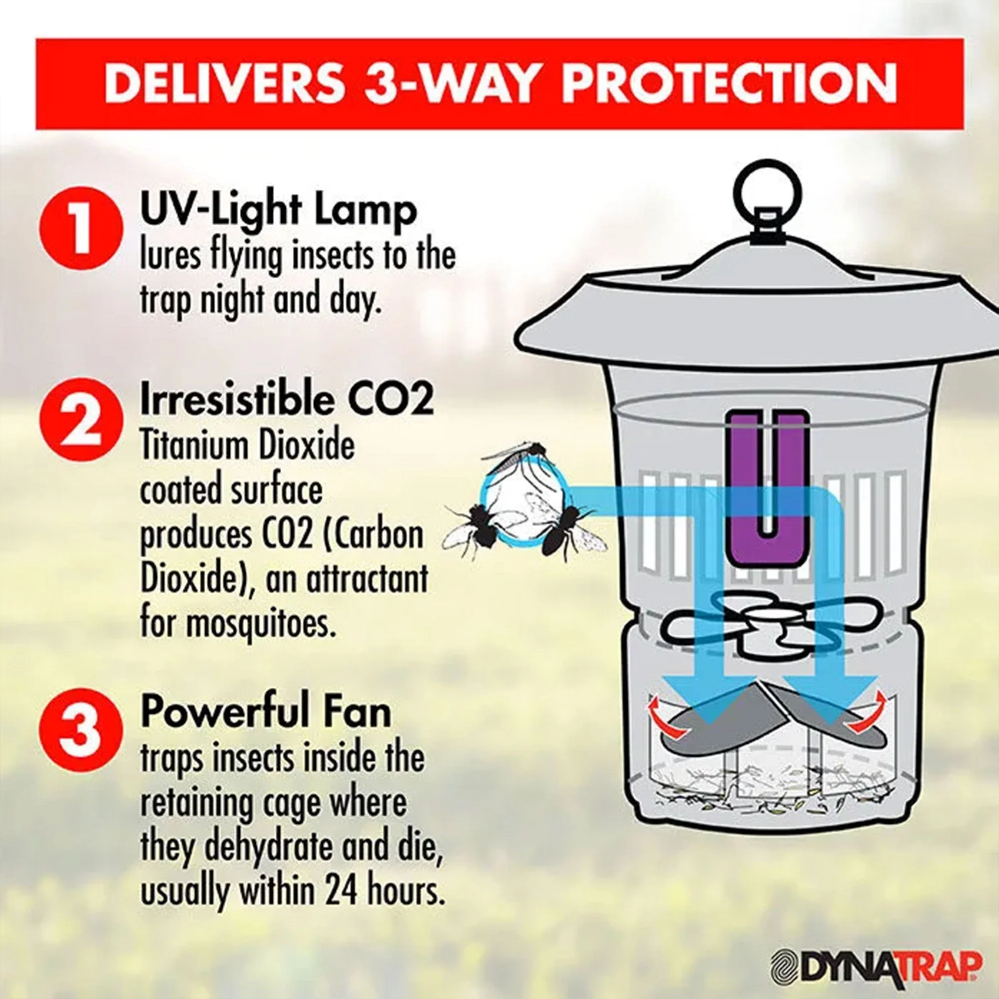 Dynatrap 1/2 Acre Outdoor Camping Mosquito Insect Deterrent Shield Trap, Black - Image 11