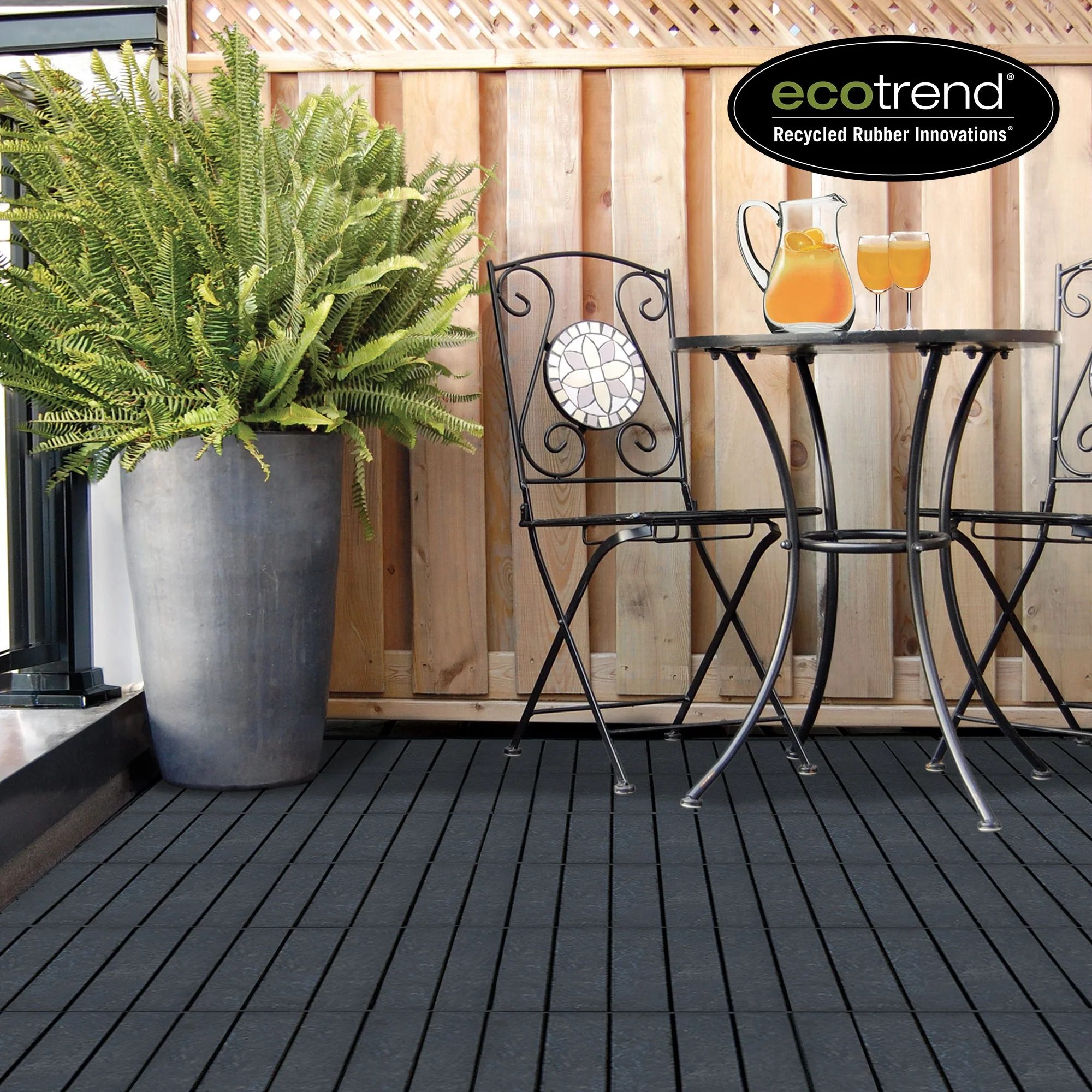 TierraVerde 12x12" Interlocking Outdoor Balcony Deck Tiles, 24-Pack, Slate Black - Image 8