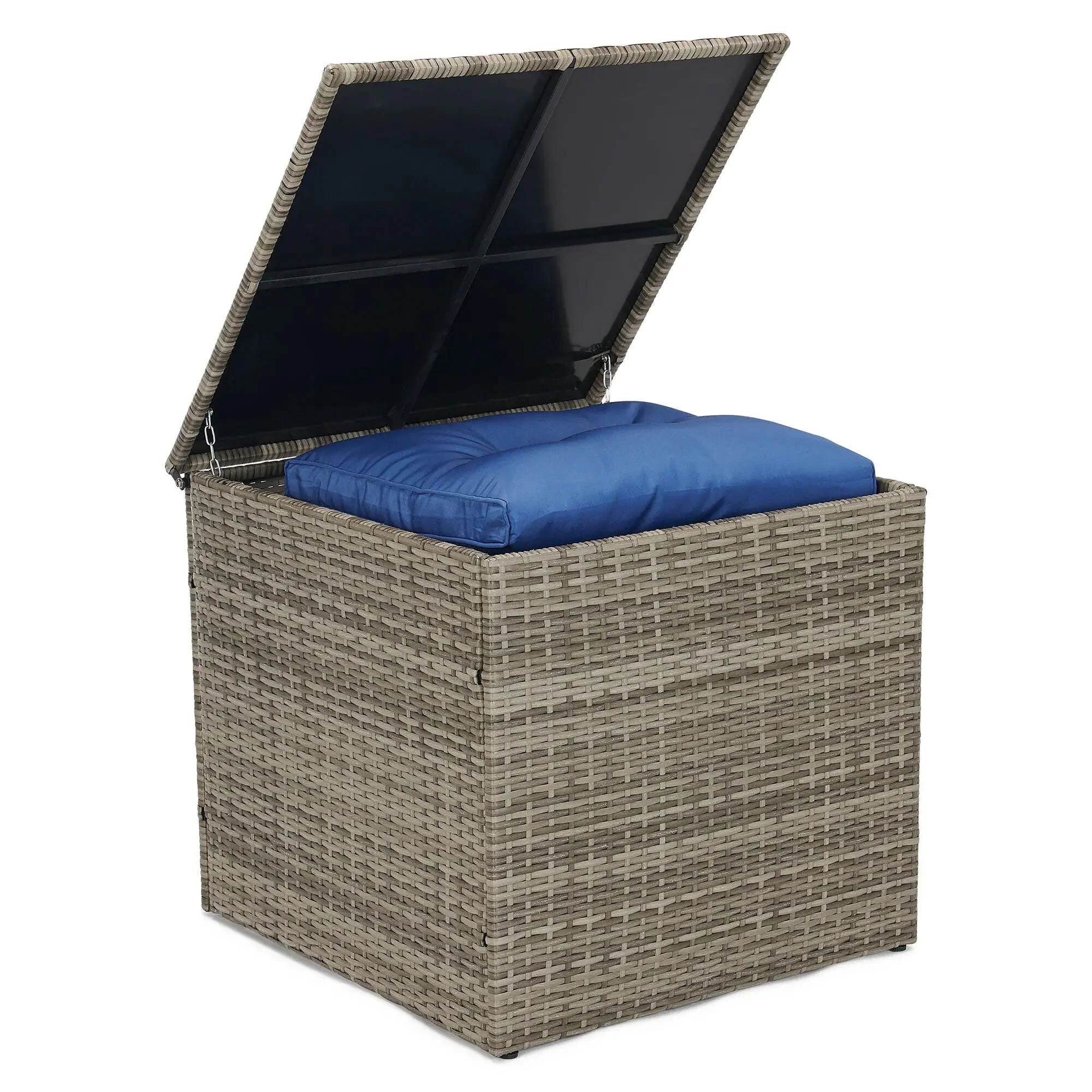 Edyo Living 6-Piece Gray Wicker Patio Furniture Conversation Seating Set, Blue - Image 6