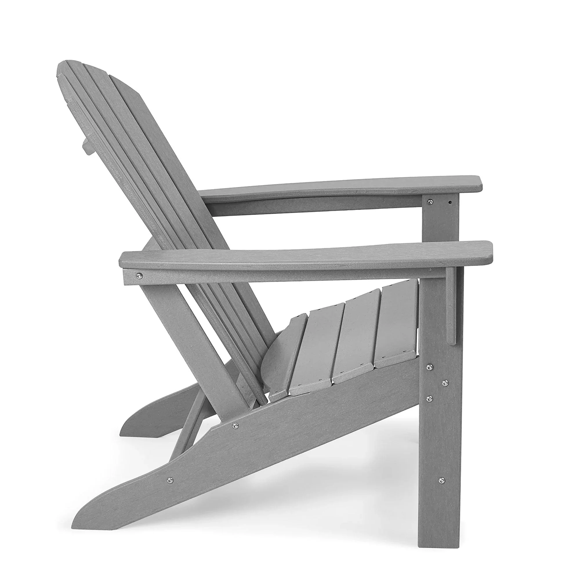 Edyo Living HDPE Plastic All Weather Outdoor Patio Lawn Adirondack Chair, Gray - Image 3