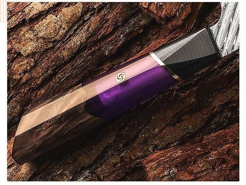 Elite Series VG10 Damascus Knife Set with Burl Wood Handles - Image 11