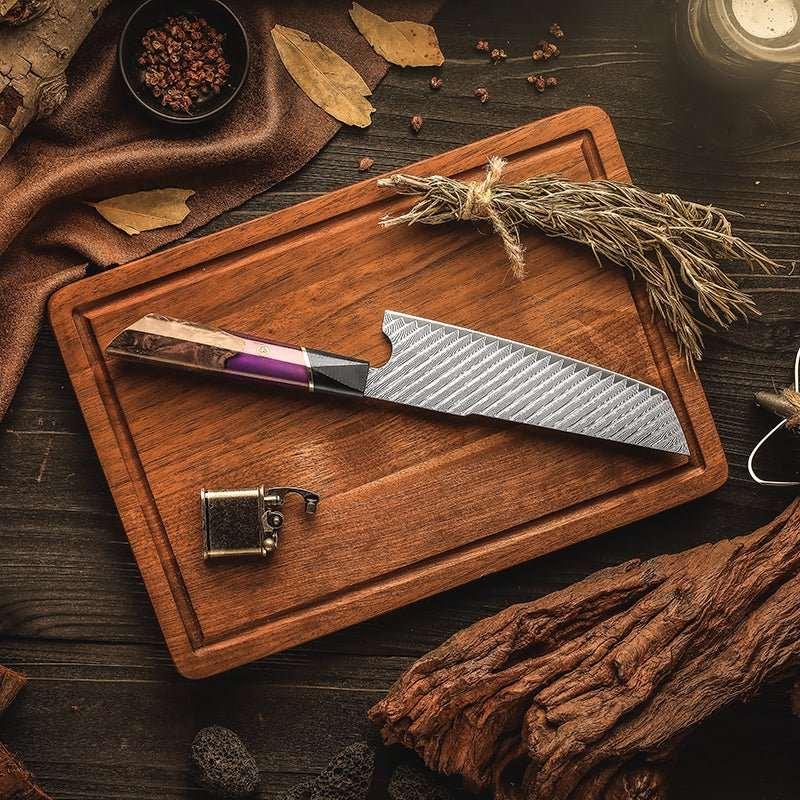 Elite Series VG10 Damascus Knife Set with Burl Wood Handles - Image 19