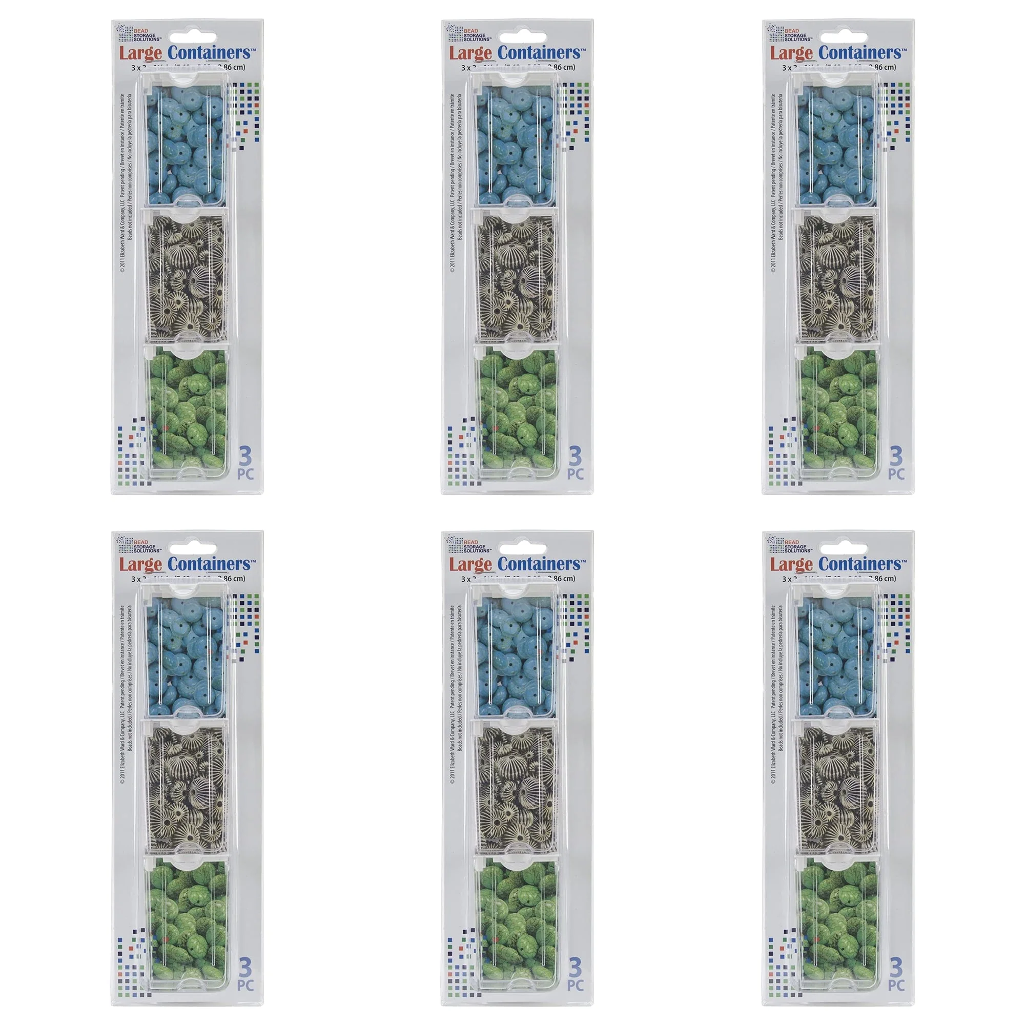 Elizabeth Ward Bead Storage Solutions 3 Piece Craft Storage Containers (6 Pack)