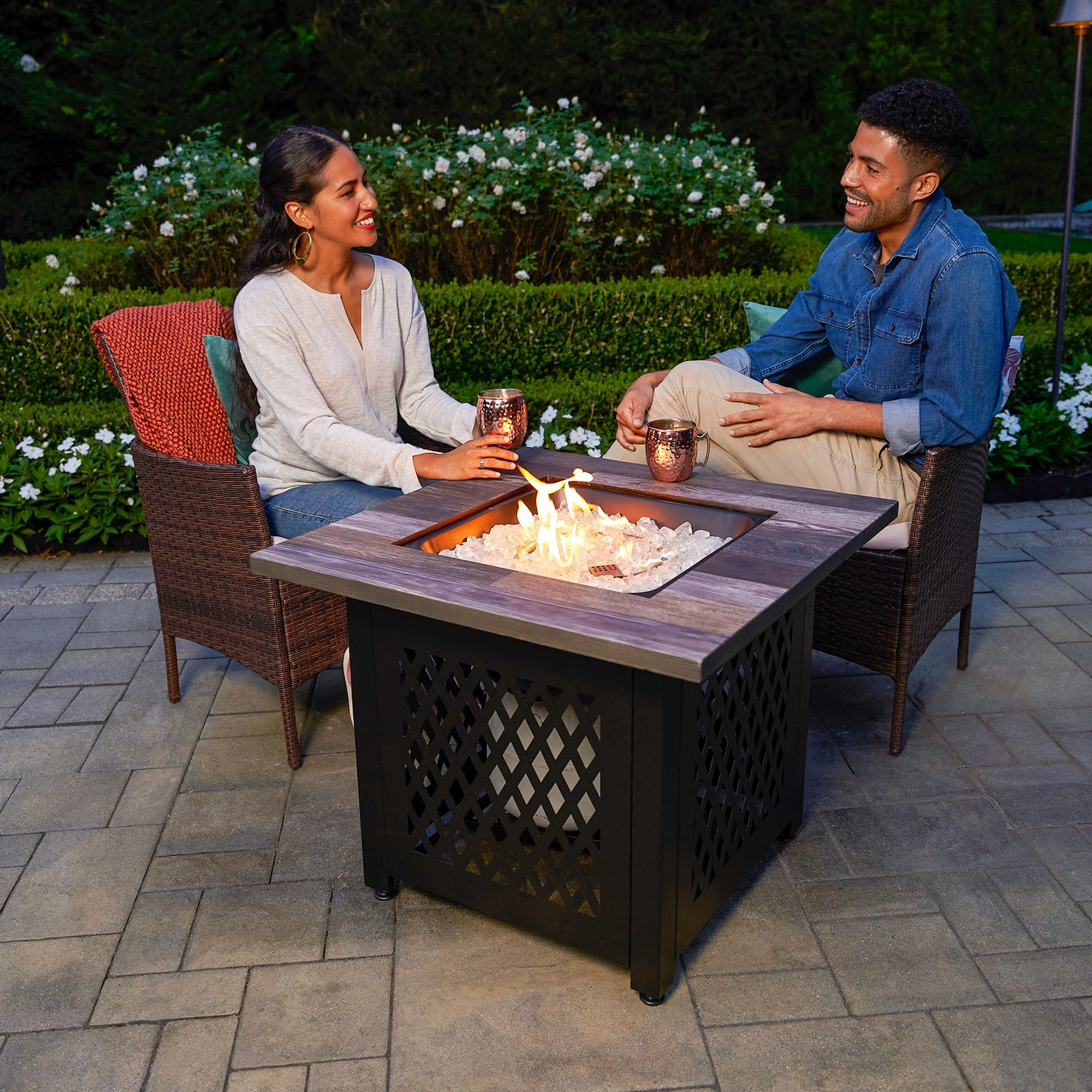 Endless Summer Nate 30 Inch Square Outdoor UV Printed LP Gas Fire Pit Table - Image 9