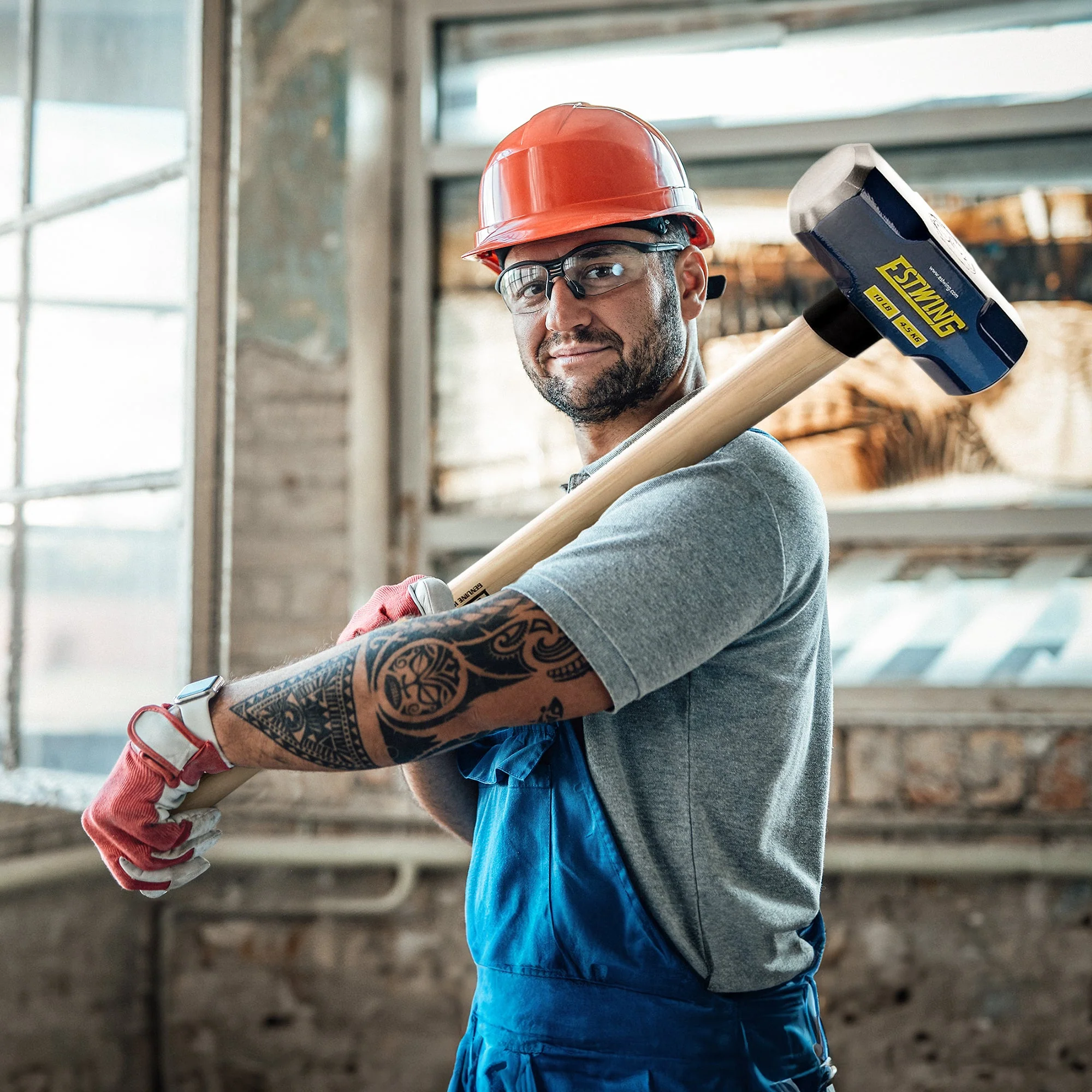 Estwing 10 Pound Head Hard Face Stake Sledge Hammer with 36 Inch Hickory Handle - Image 5
