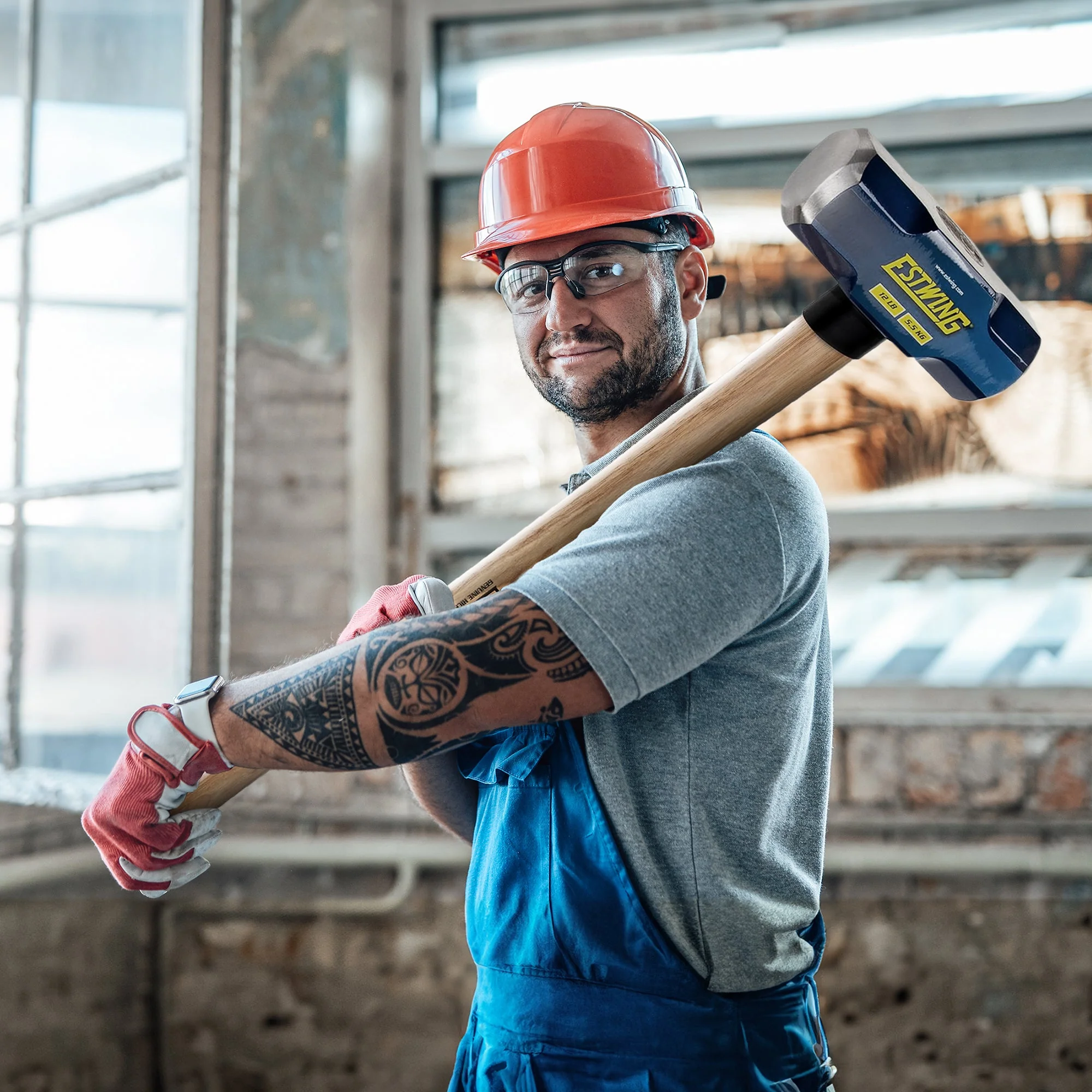 Estwing 12 Pound Head Hard Face Stake Sledge Hammer with 36 Inch Hickory Handle - Image 4