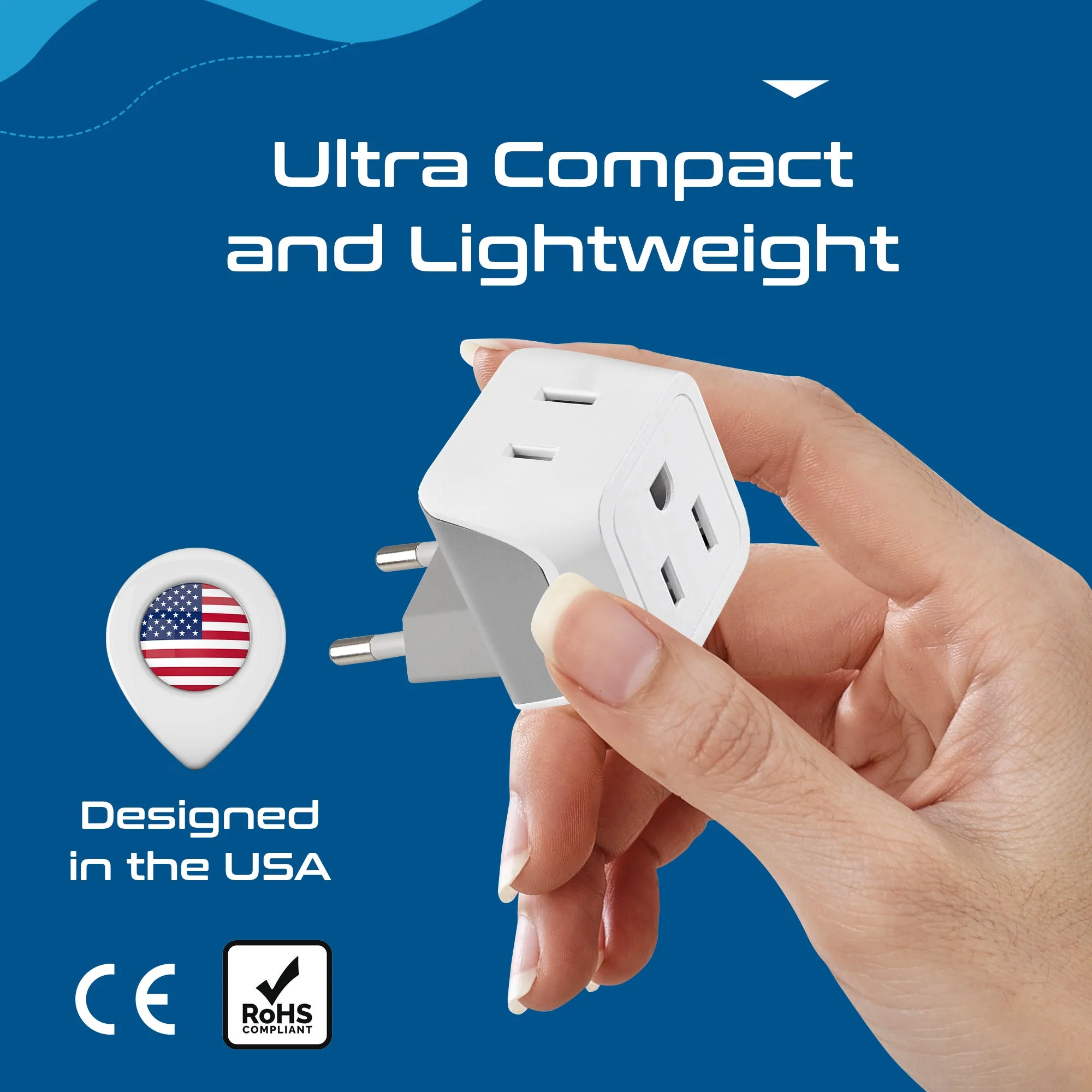 European Travel Adapter - Type C - Ultra Compact (CT-9C, 3 Pack) - Image 7