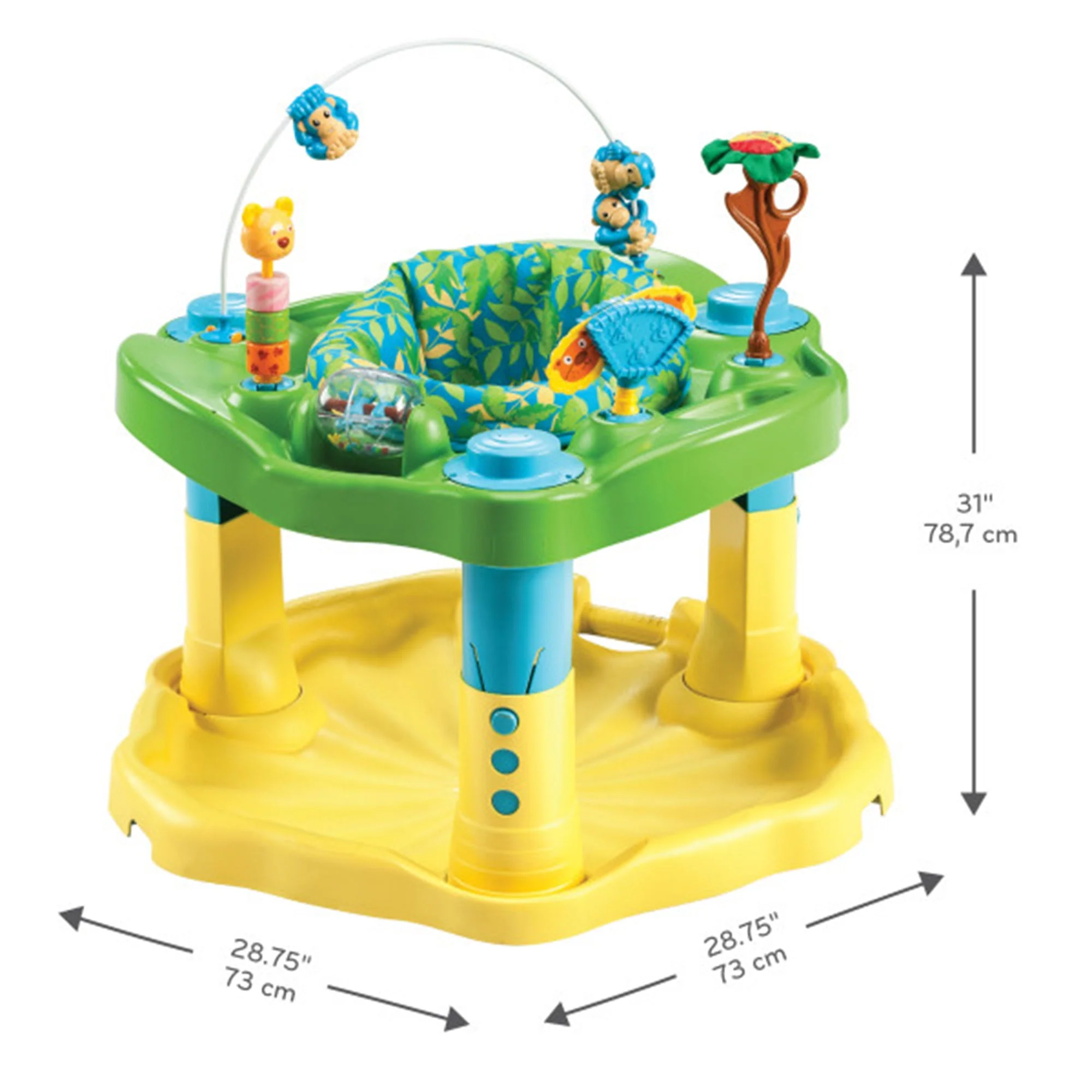 Evenflo ExerSaucer Zoo Friends Bouncing Activity Saucer with Full Seat Cushion - Image 7