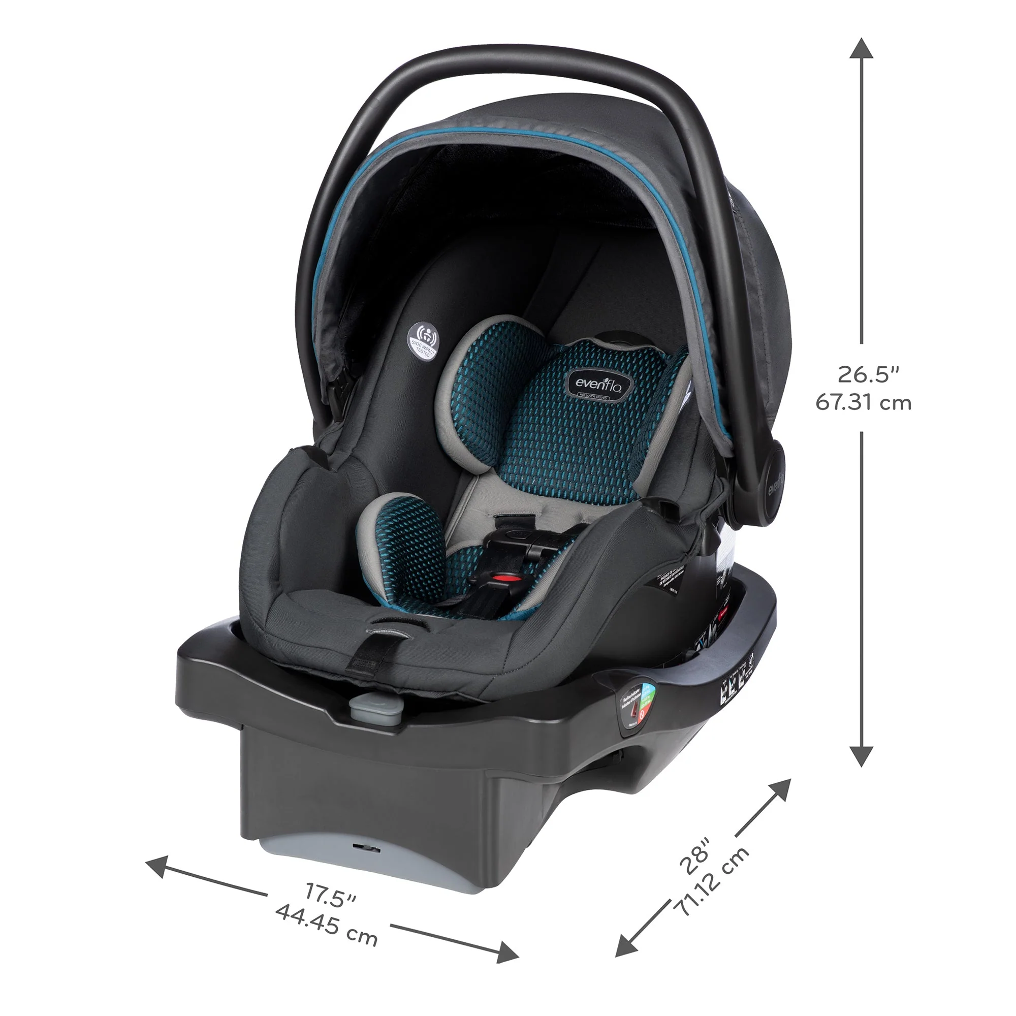 Evenflo LiteMax DLX Infant Car Seat w/SafeZone Load Leg Technology, Sawyer Gray - Image 8