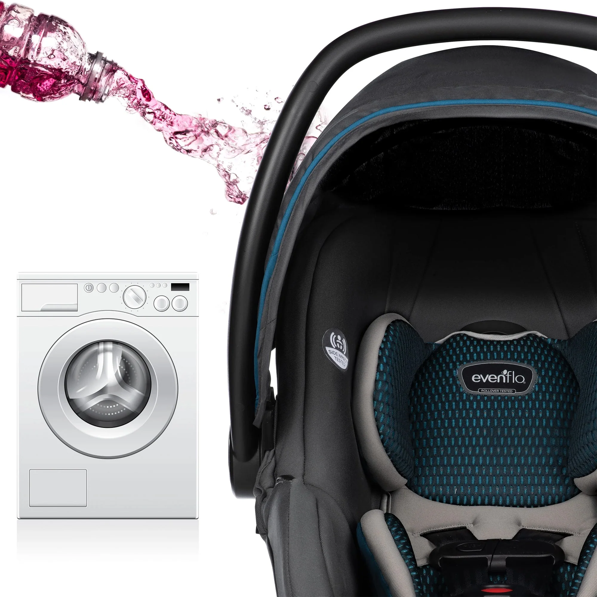 Evenflo LiteMax DLX Infant Car Seat w/SafeZone Load Leg Technology, Sawyer Gray - Image 9