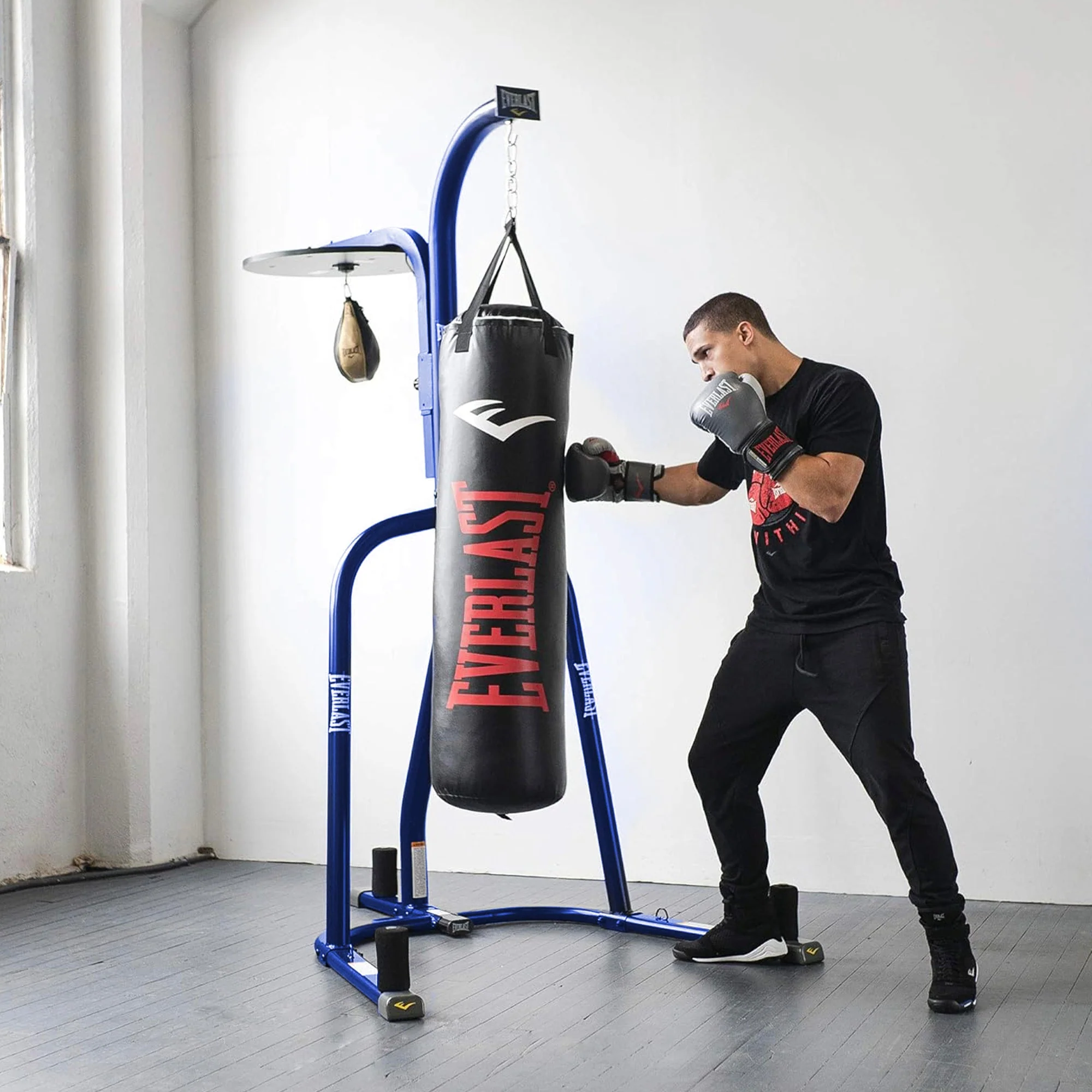 Everlast Dual Powder Coated Steel 100 Lb Punching and Speed Bag Stand, Black - Image 5
