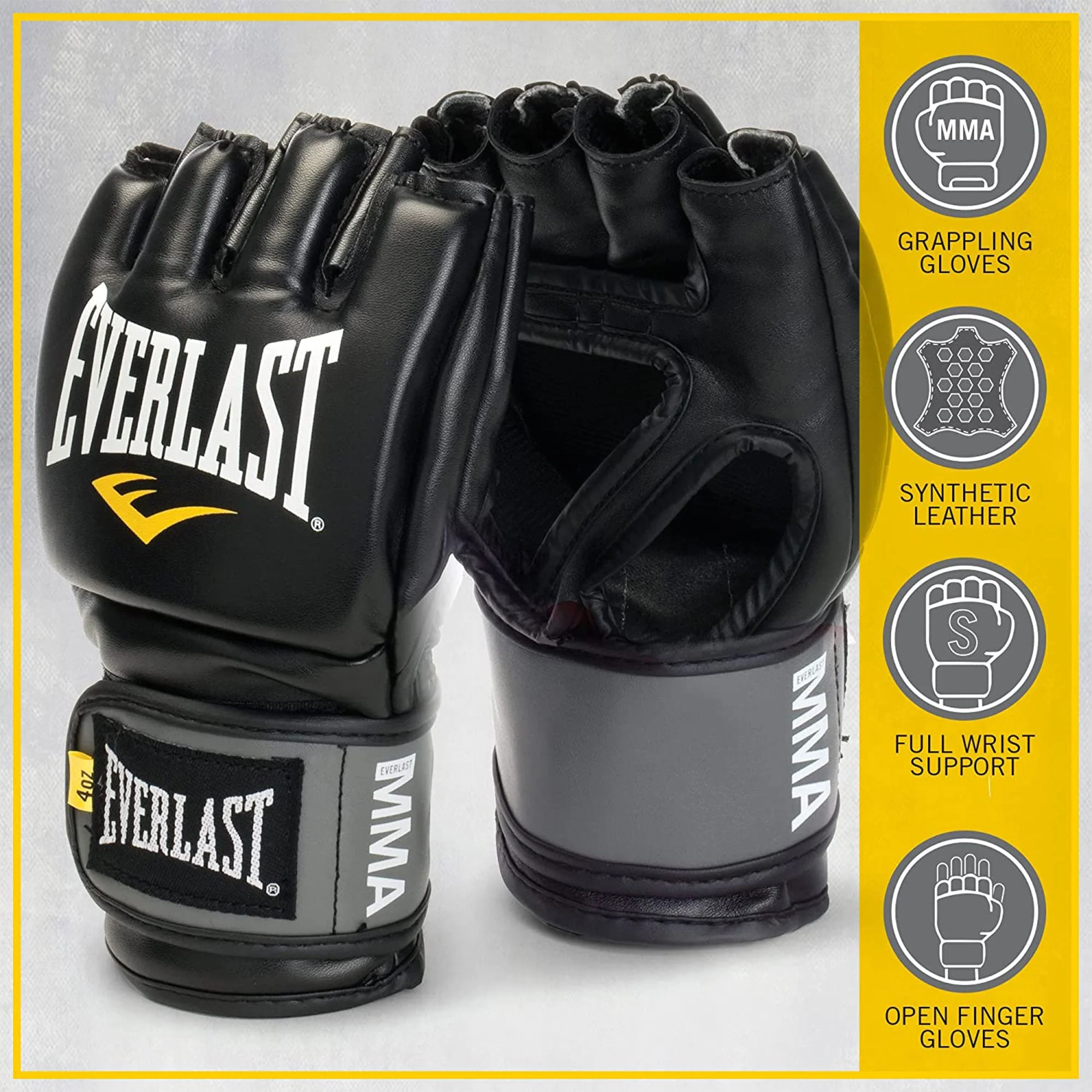 Everlast Pro Style MMA Grappling Training Gloves w/Full Wrist Strap, L/XL, Black - Image 10
