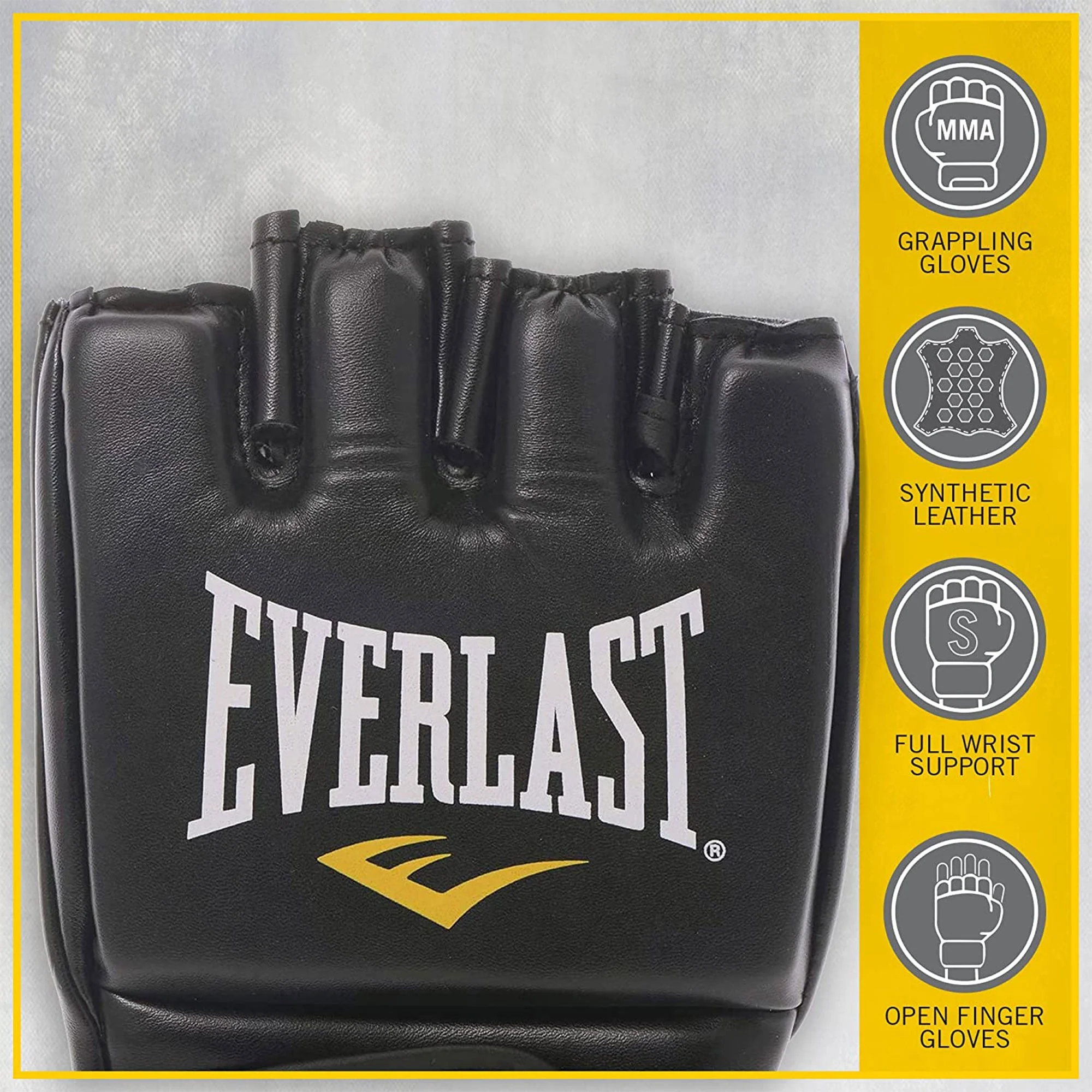 Everlast Pro Style MMA Grappling Training Gloves w/Full Wrist Strap, L/XL, Black - Image 8
