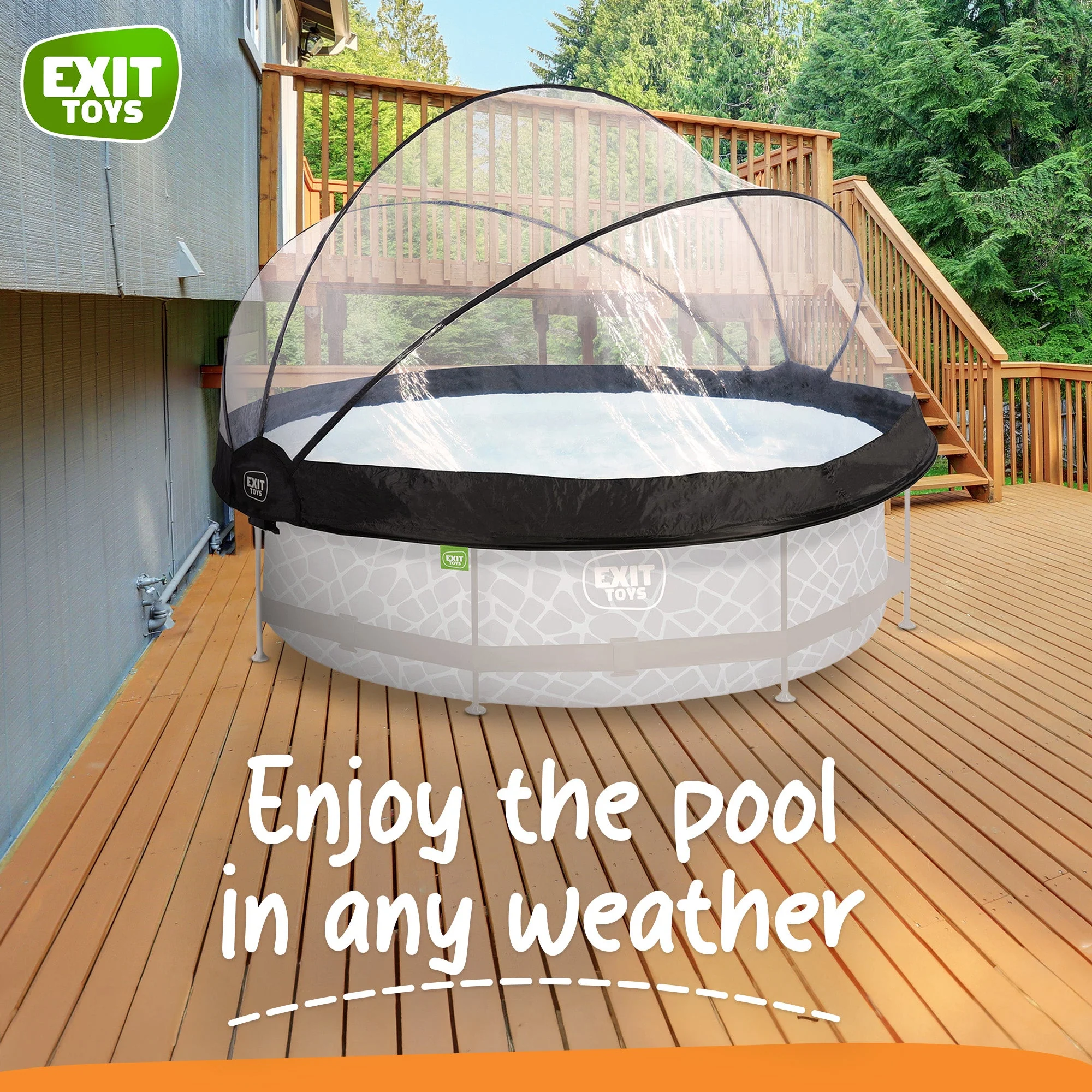 EXIT Toys 10 Foot Round Multifunctional Cover Dome Enclosure for Outdoor Pools - Image 2