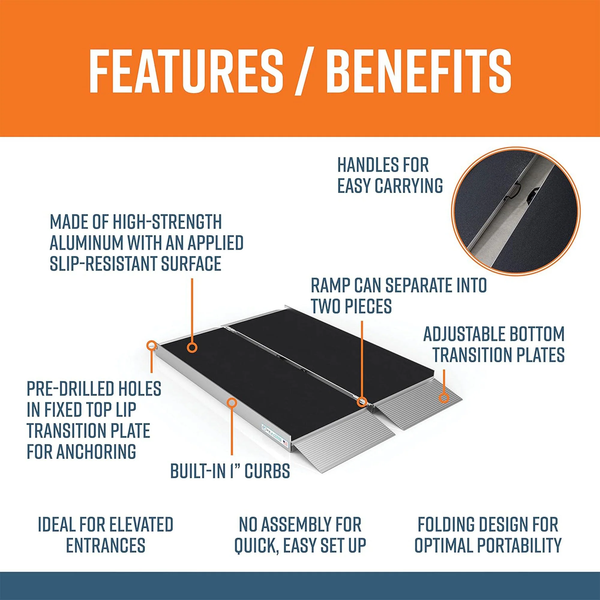 EZ-ACCESS 4 Foot SUITCASE Singlefold Portable Ramp w/ Surface That Resists Slips - Image 4