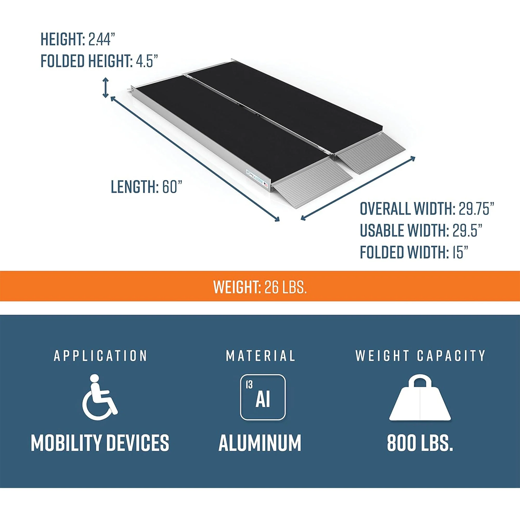 EZ-ACCESS 5 Foot SUITCASE Singlefold Portable Ramp w/Surface That Resists Slips - Image 3