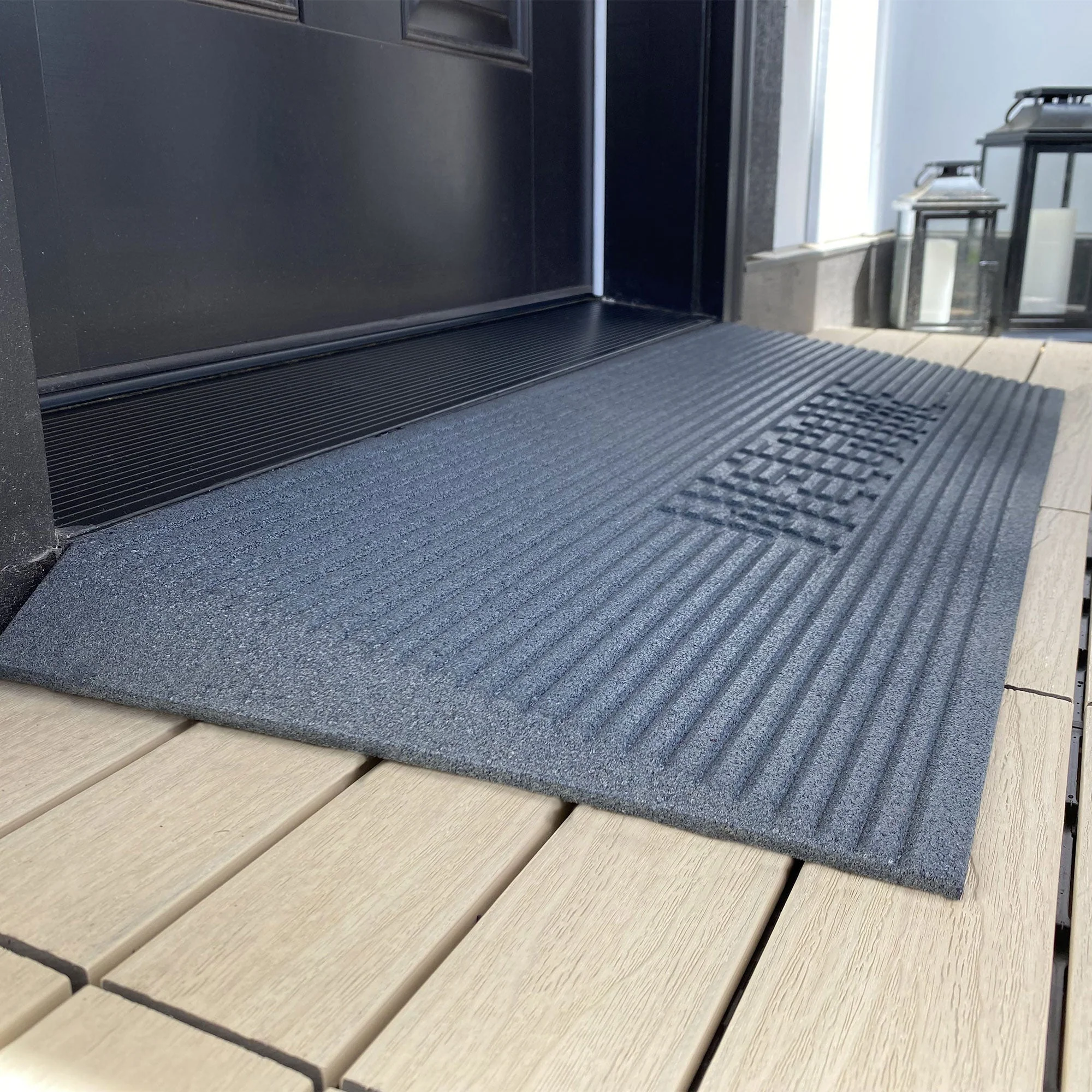 EZ-ACCESS TRANSITIONS 1.5" Non Slip Rectangular Rubber Angled Entry Mat, Black - Image 9