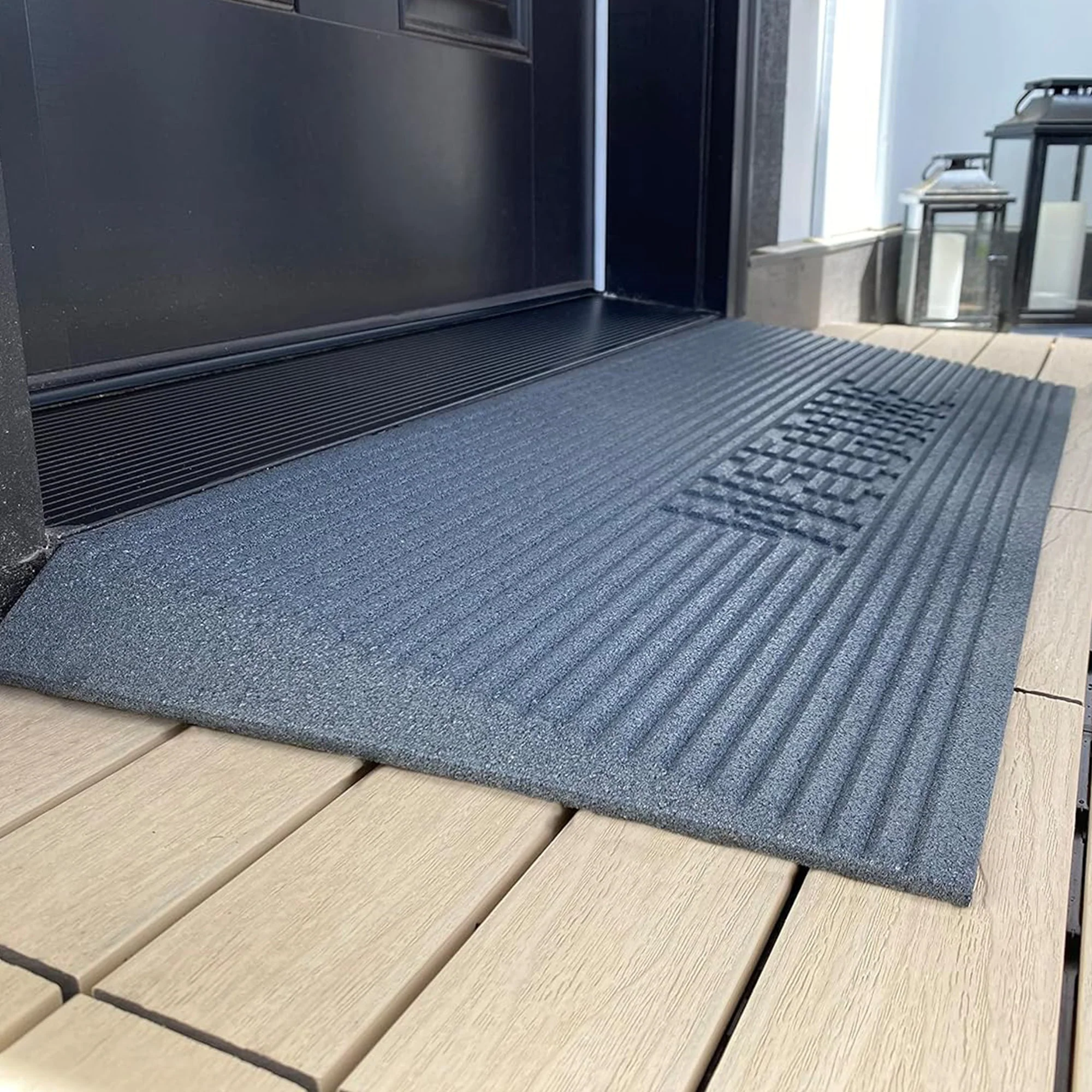 EZ-ACCESS TRANSITIONS 1.5" Rectangular Rubber Angled Welcome Entry Mat, Gray - Image 6