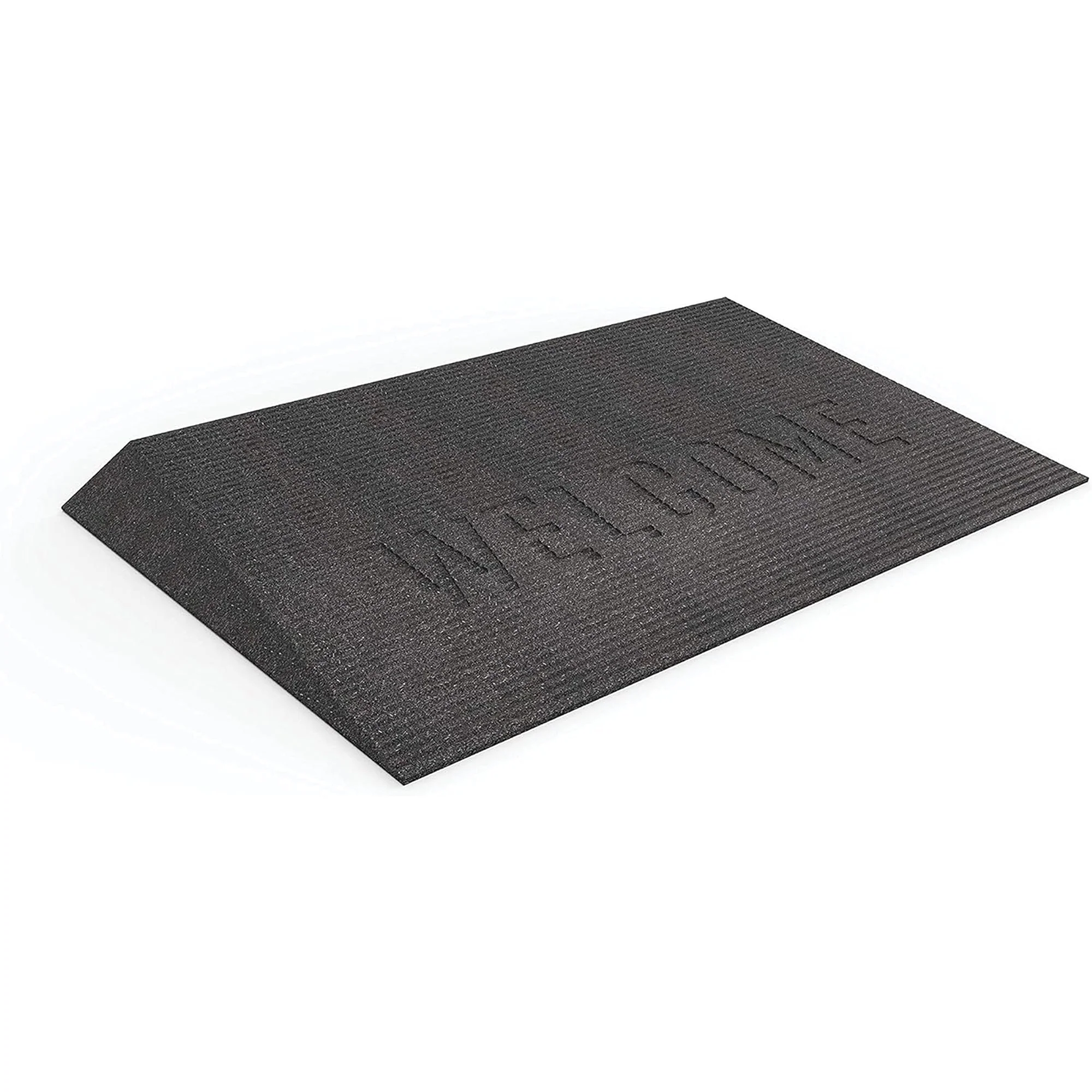 EZ-ACCESS TRANSITIONS 2.5" Rectangular Rubber Angled Welcome Entry Mat, Black