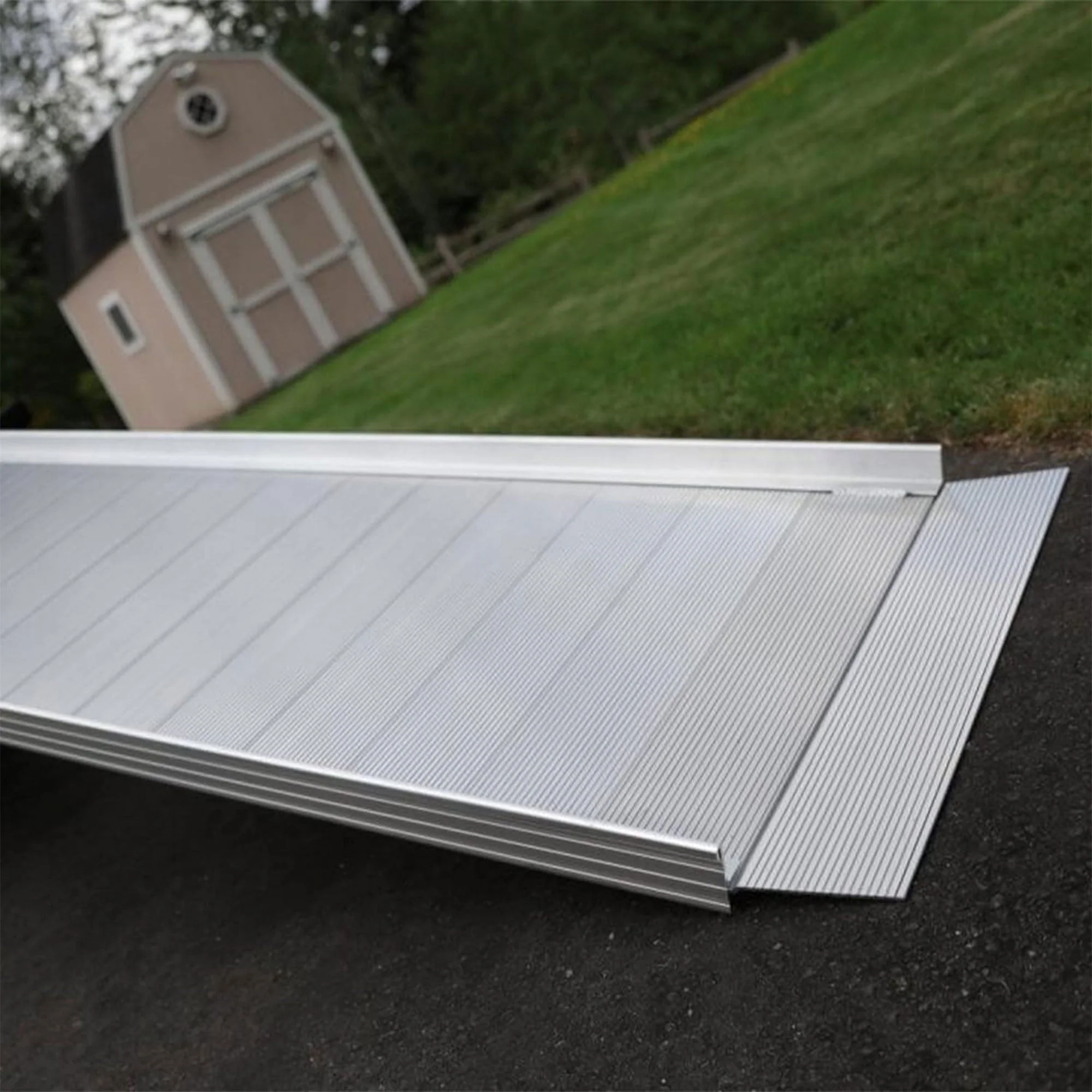 EZ-ACCESS TRAVERSE 14 Ft Walking Ramp Aluminum Non Slip Textured Surface, Silver - Image 9