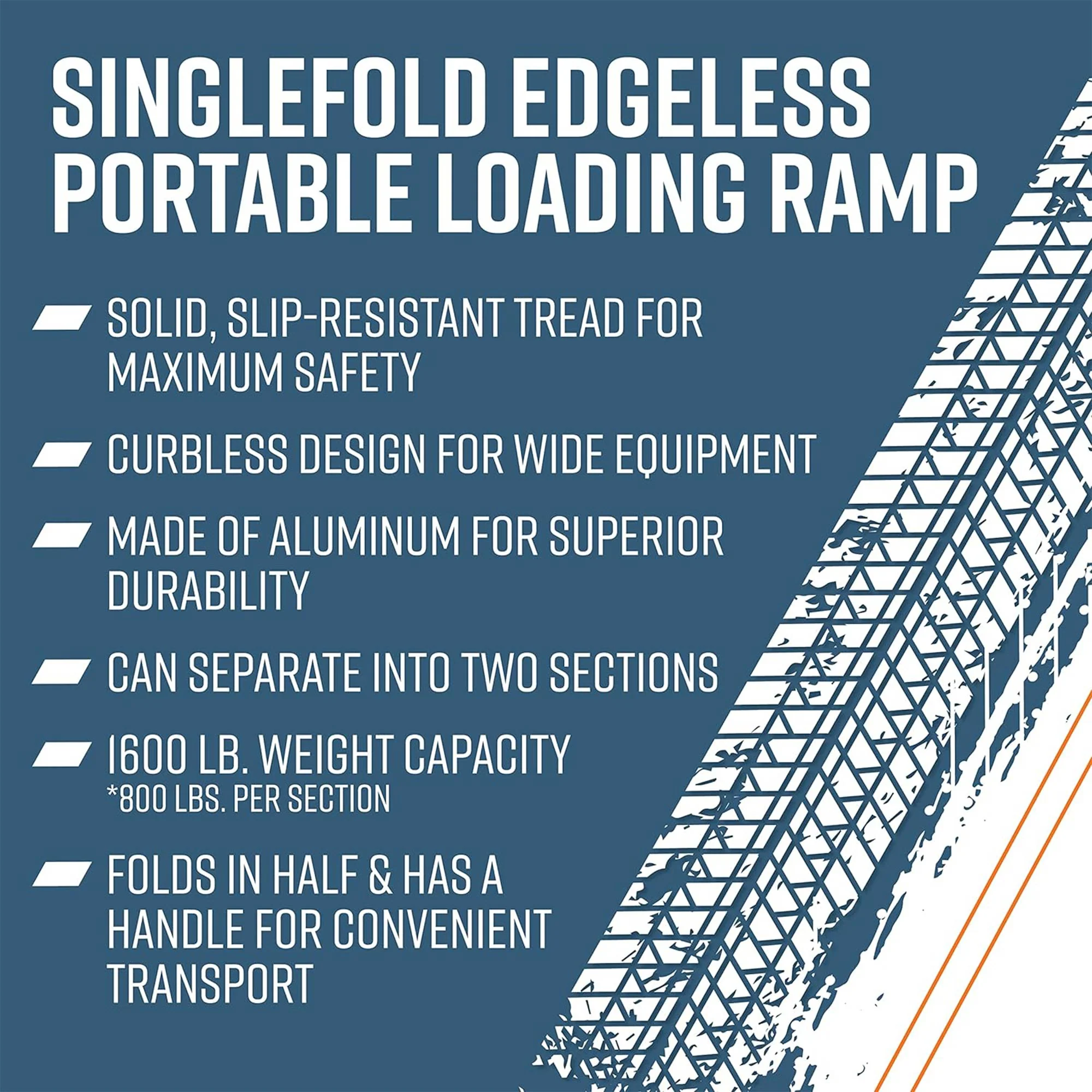 EZ-ACCESS TRAVERSE 2 Foot Singlefold Edgeless Portable Loading Ramp, Silver - Image 4