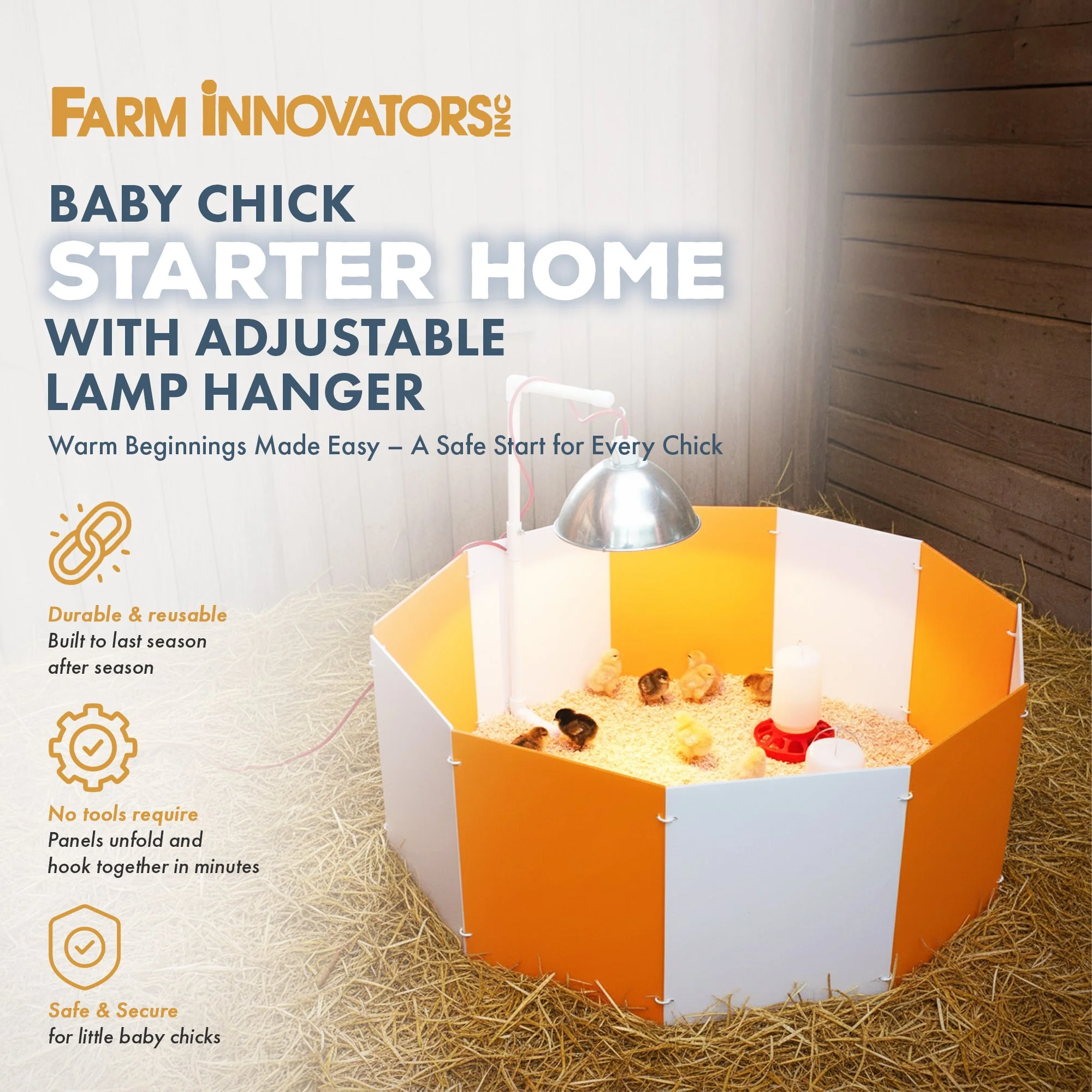 Farm Innovators 3700 Baby Chick Starter Home Kit with Adjustable Lamp Hanger - Image 2