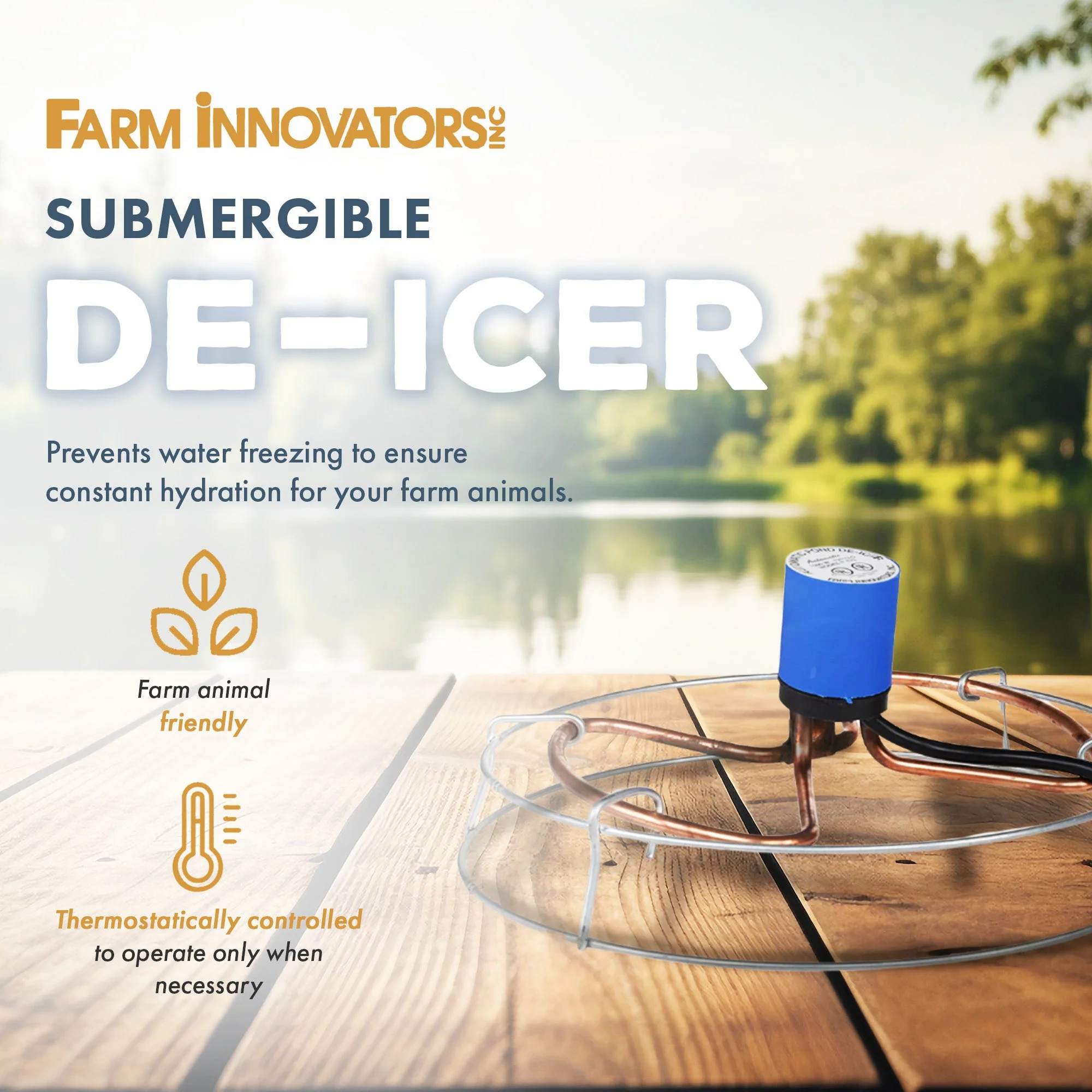 Farm Innovators H-429 1500 Watt Cast Aluminum Submergible Water Deicer (2 Pack) - Image 2