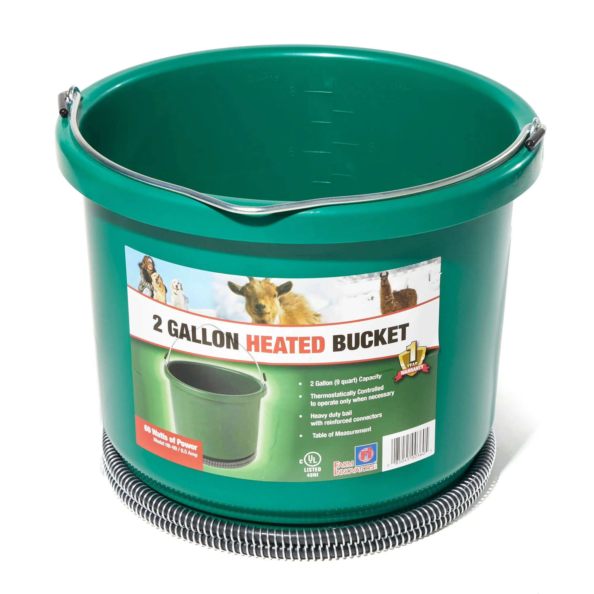 Farm Innovators Model HB-60 Oversized 2 Gallon Plastic Heated Bucket, 60 Watt - Image 2