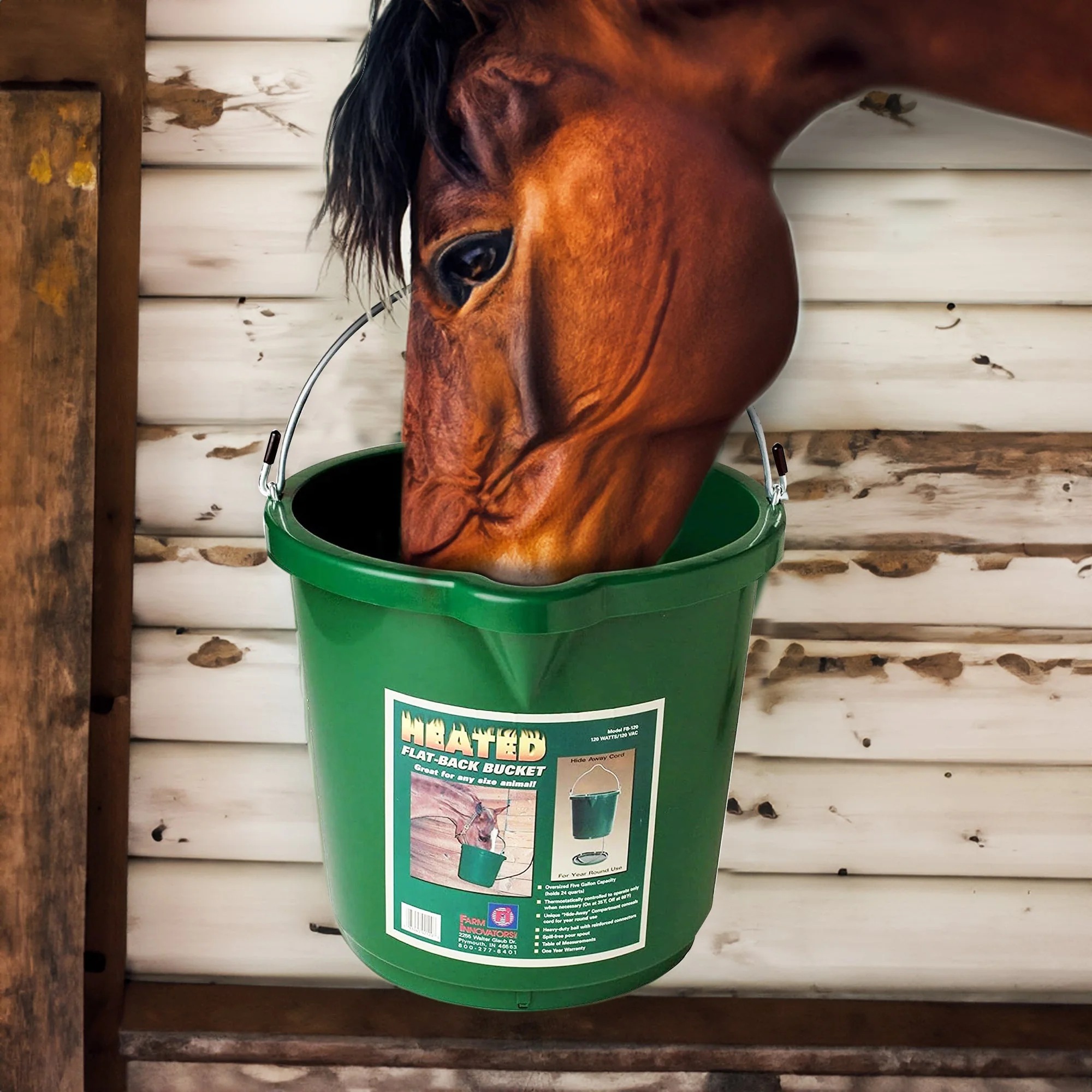 Farm Innovators Oversized 5 Gallon Plastic Flat Back Heated Bucket, 120 Watt - Image 7
