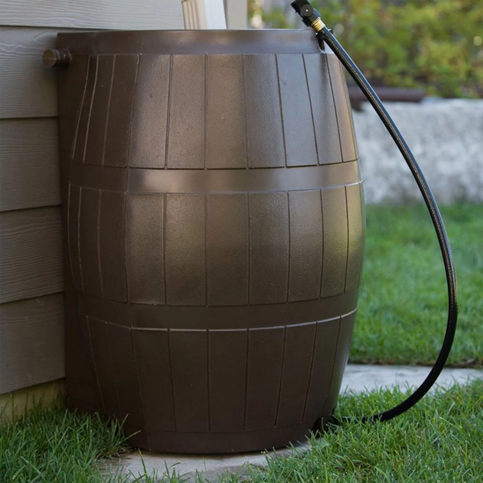 FCMP Outdoor 50-Gallon BPA Free Home Rain Water Catcher Barrel, Brown (4 Pack) - Image 10