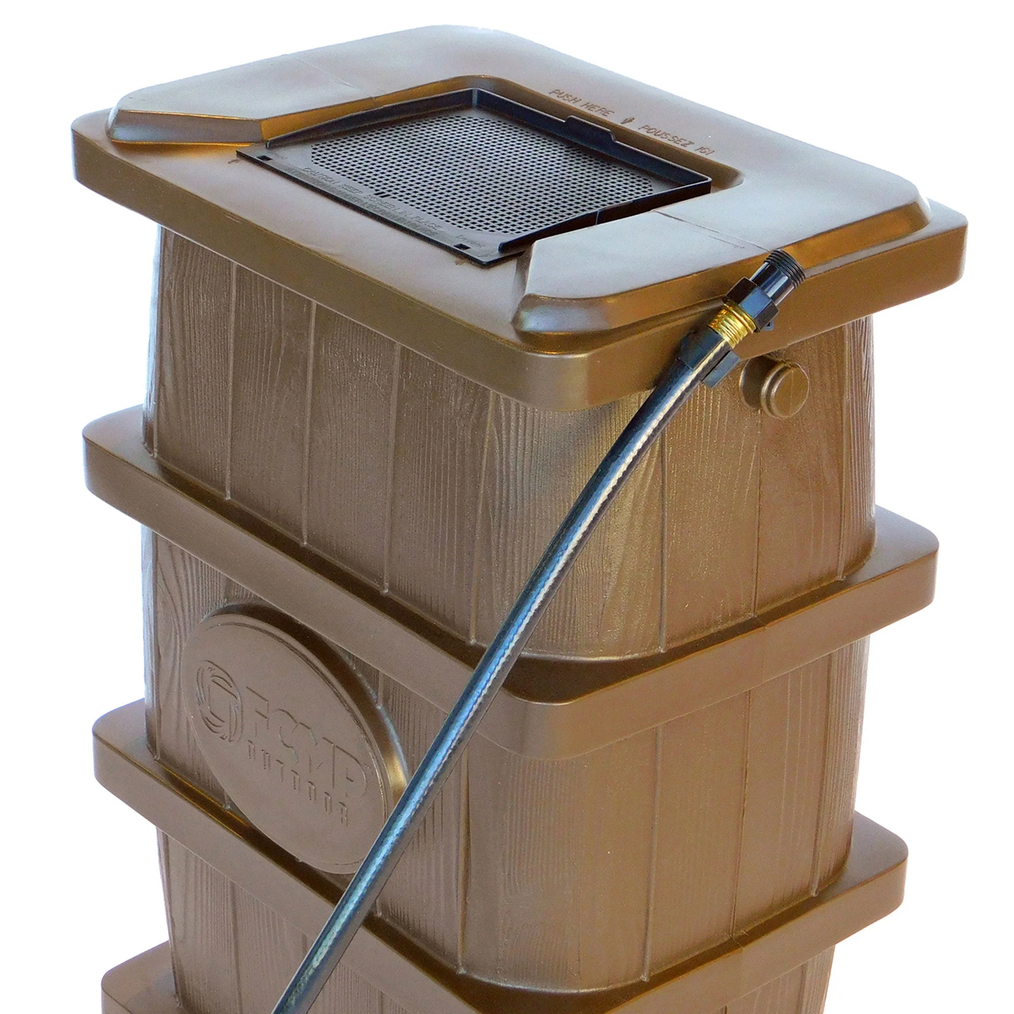 FCMP Outdoor WG4000 45 Gal Wood Grain Rain Water Catcher Barrel Container, Brown - Image 7