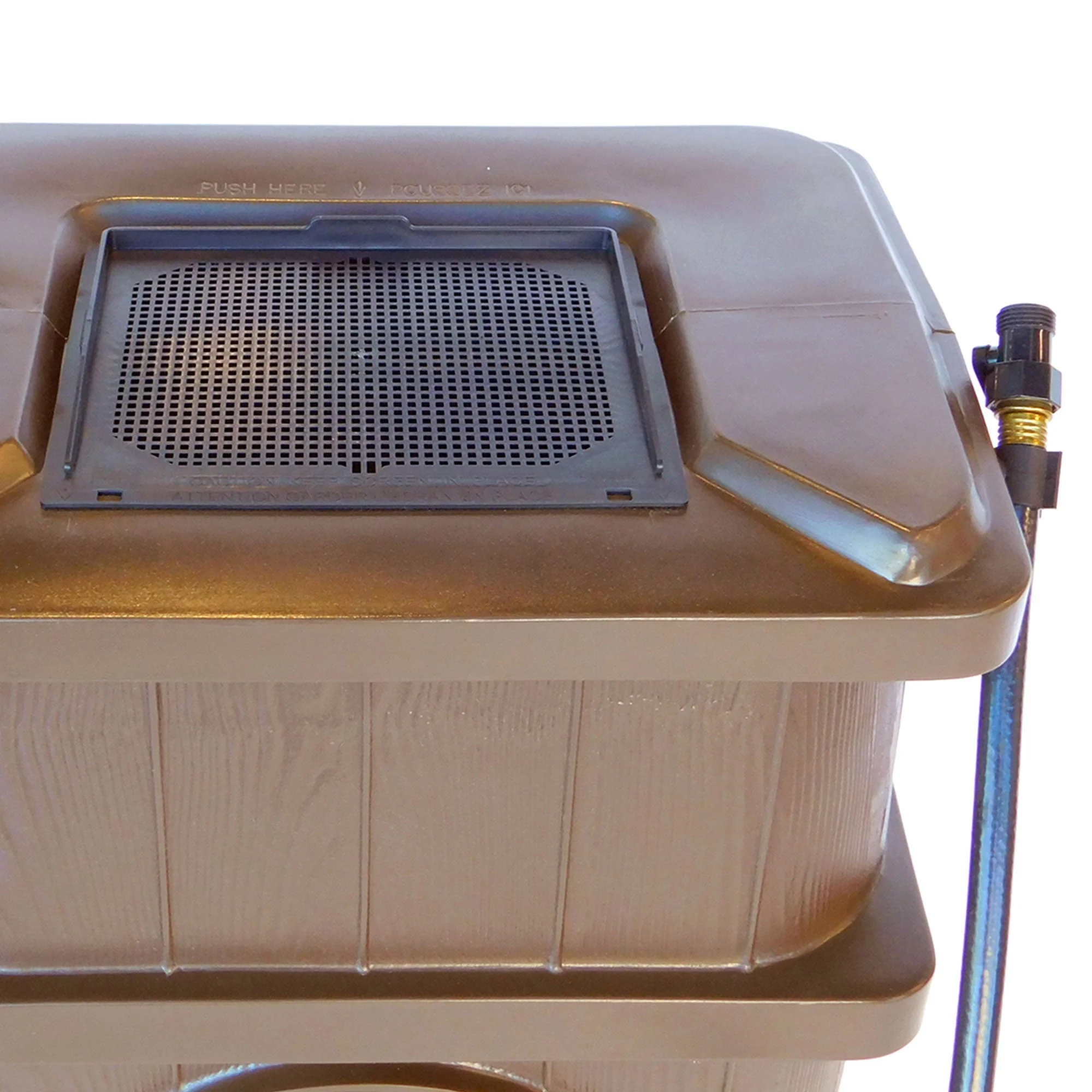 FCMP Outdoor WG4000 45 Gal Wood Grain Rain Water Catcher Barrel Container, Brown - Image 8