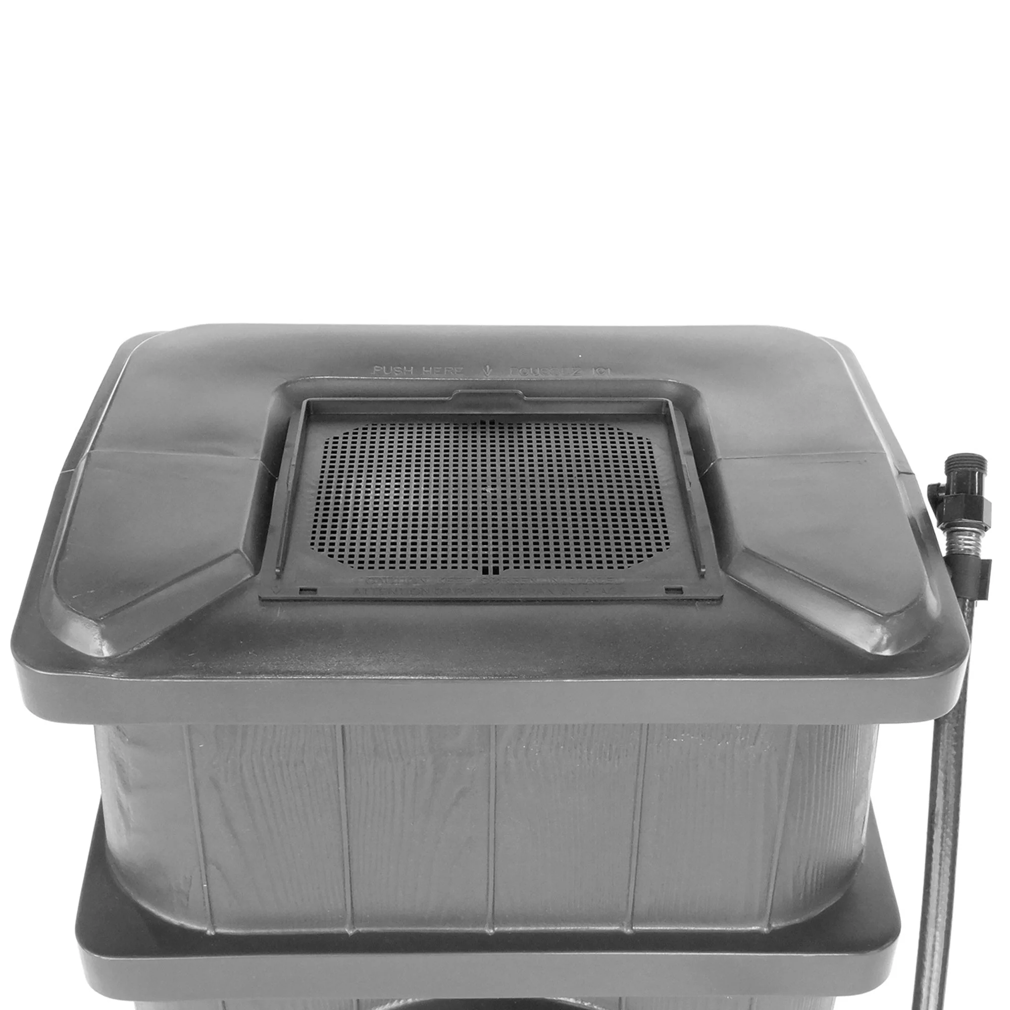 FCMP Outdoor WG4000-GRY Home Outdoor Wood Grain Rain Water Catcher Barrel, Gray - Image 9