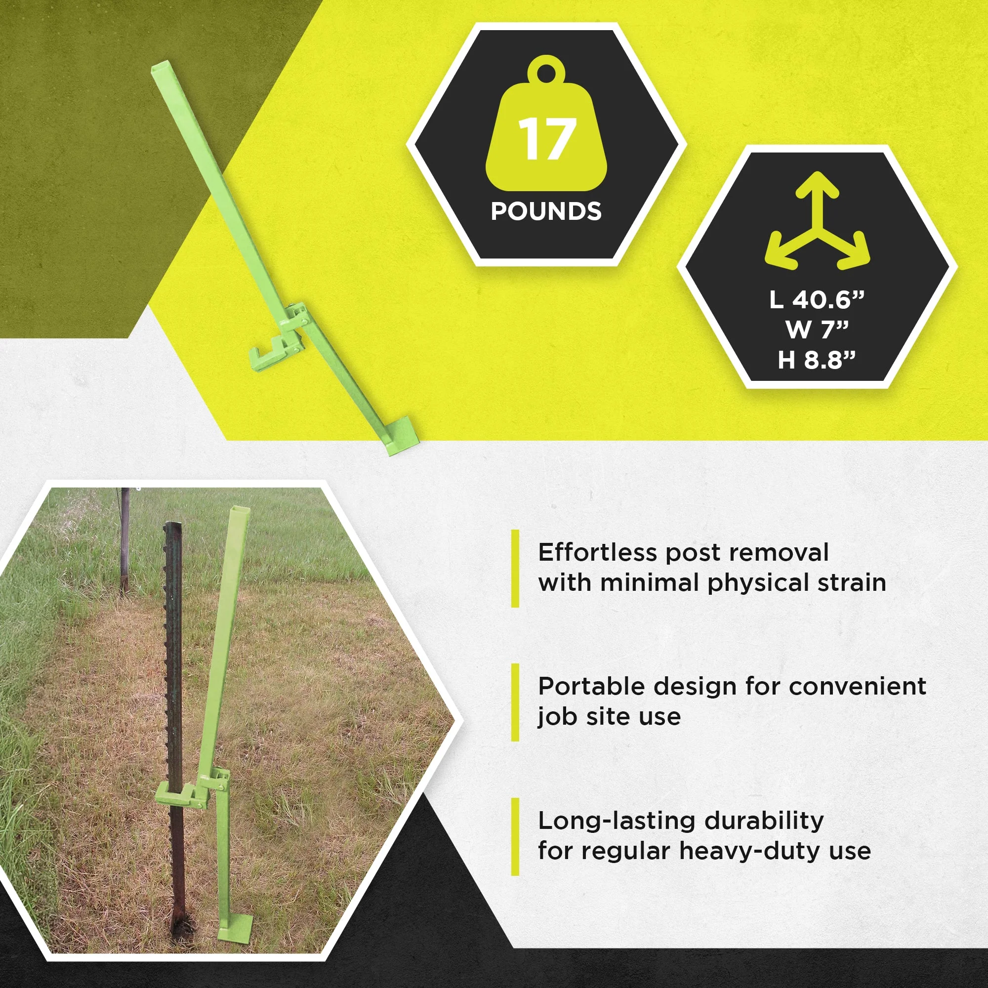 Field Tuff 17 Pound Lightweight Manual T Post Puller for Studded T Posts, PG-07 - Image 4