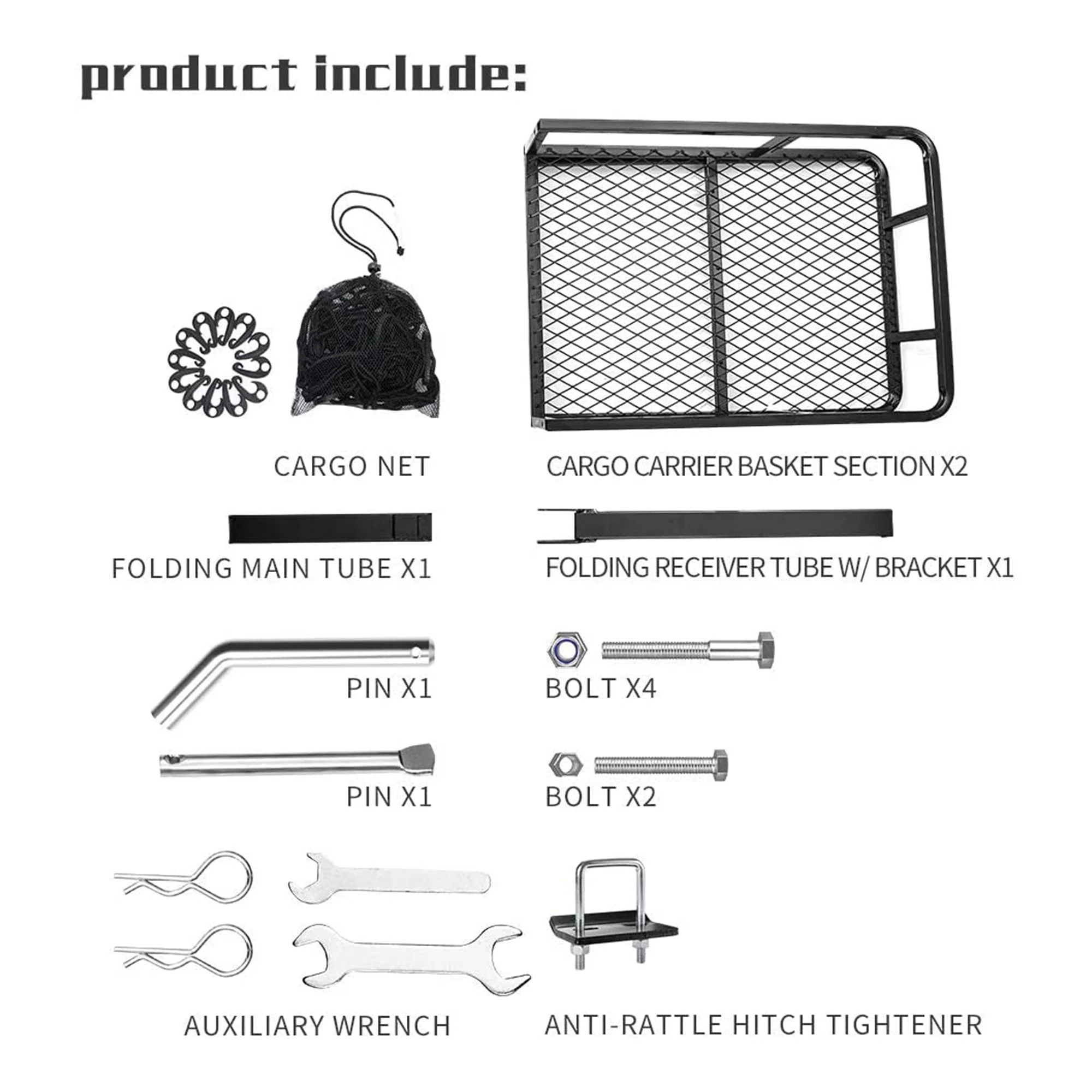 Fieryred Folding Steel Mesh Cargo Carrier Luggage Basket with 500 Pound Capacity - Image 4
