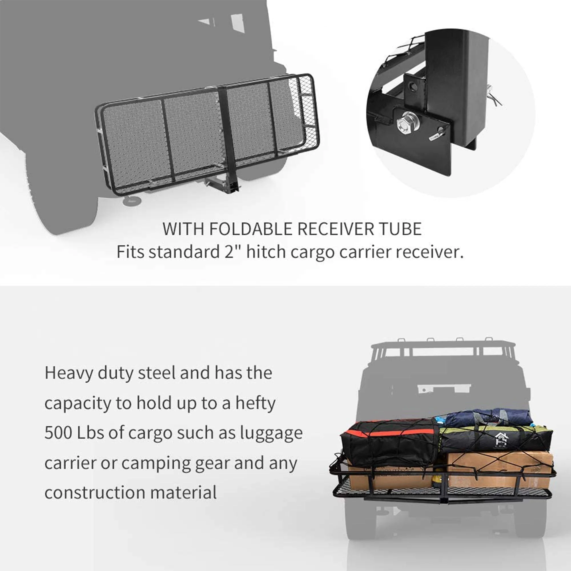 Fieryred Folding Steel Mesh Cargo Carrier Luggage Basket with 500 Pound Capacity - Image 5