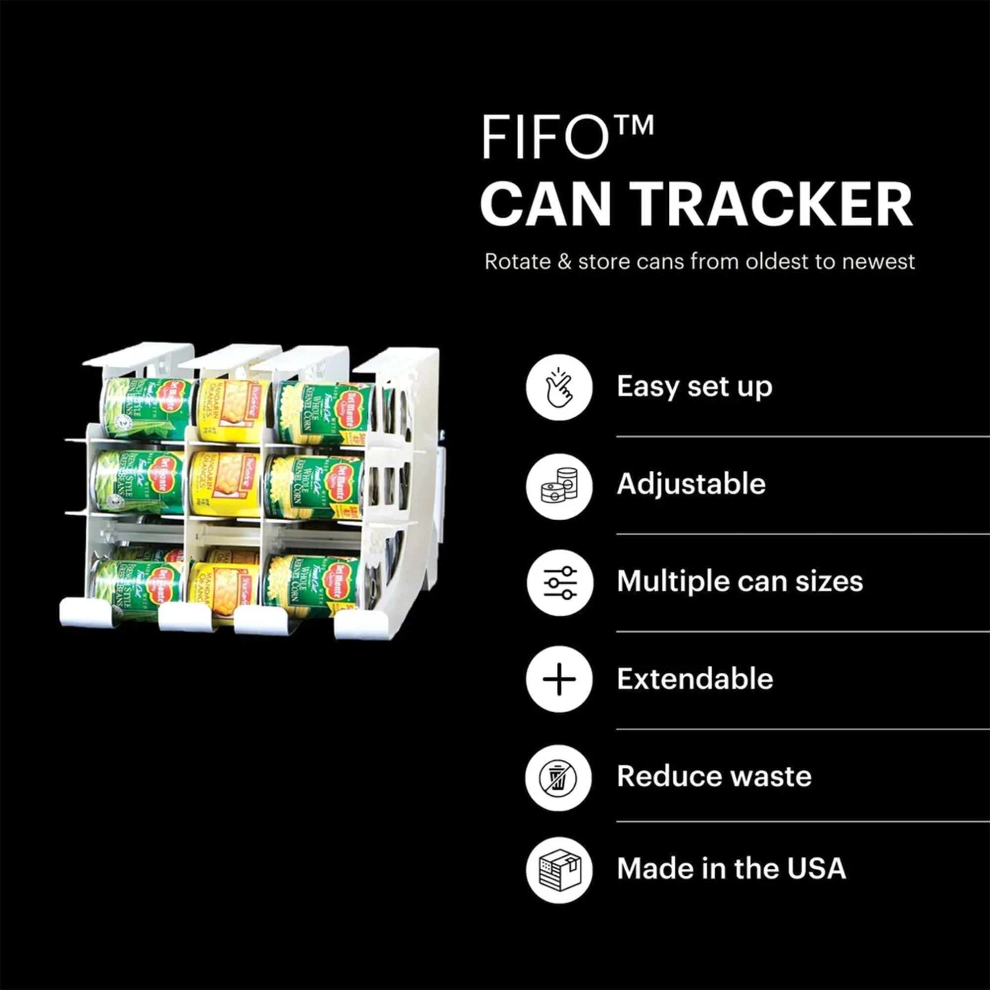FIFO Countertop Can Tracker Hold Up To 54 Standard Can Sizes, White (4 Pack) - Image 9