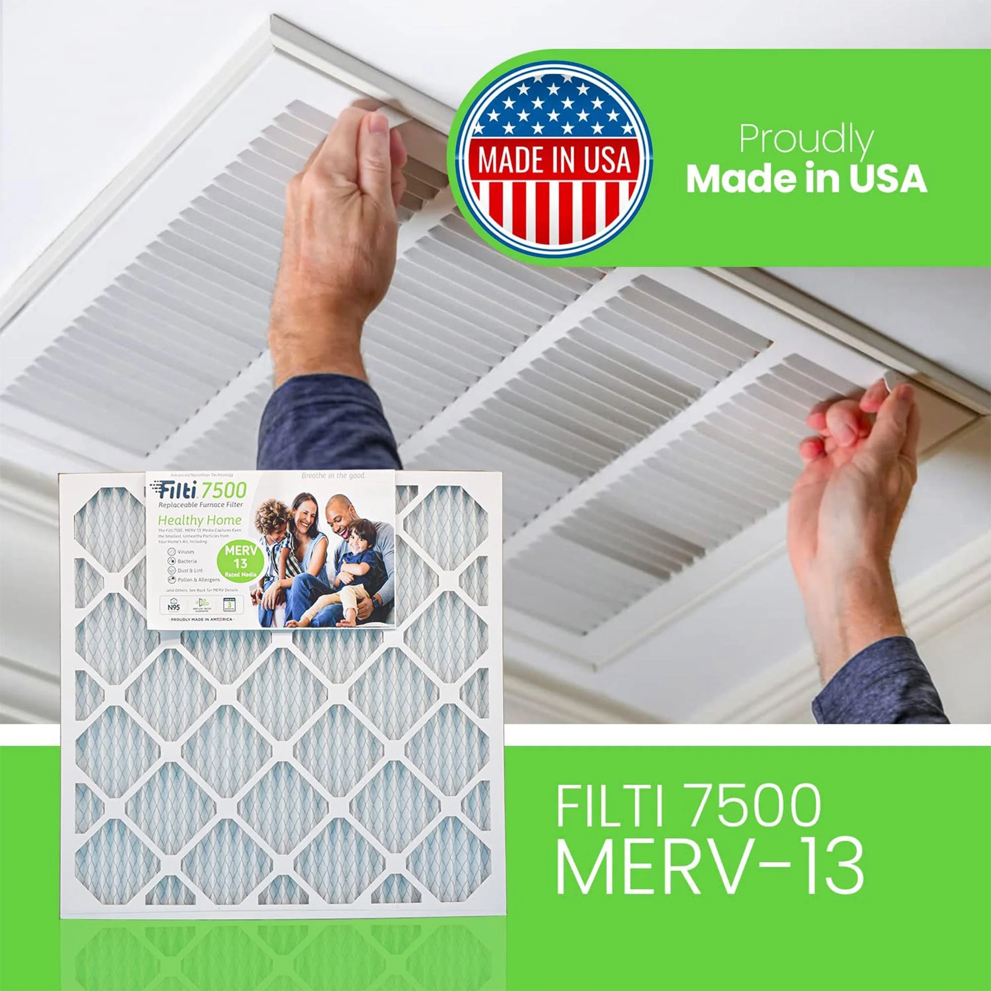 Filti 7500 20x5x20 Inch Pleated Home HVAC Furnace MERV 13 Air Filter (4 Pack) - Image 8