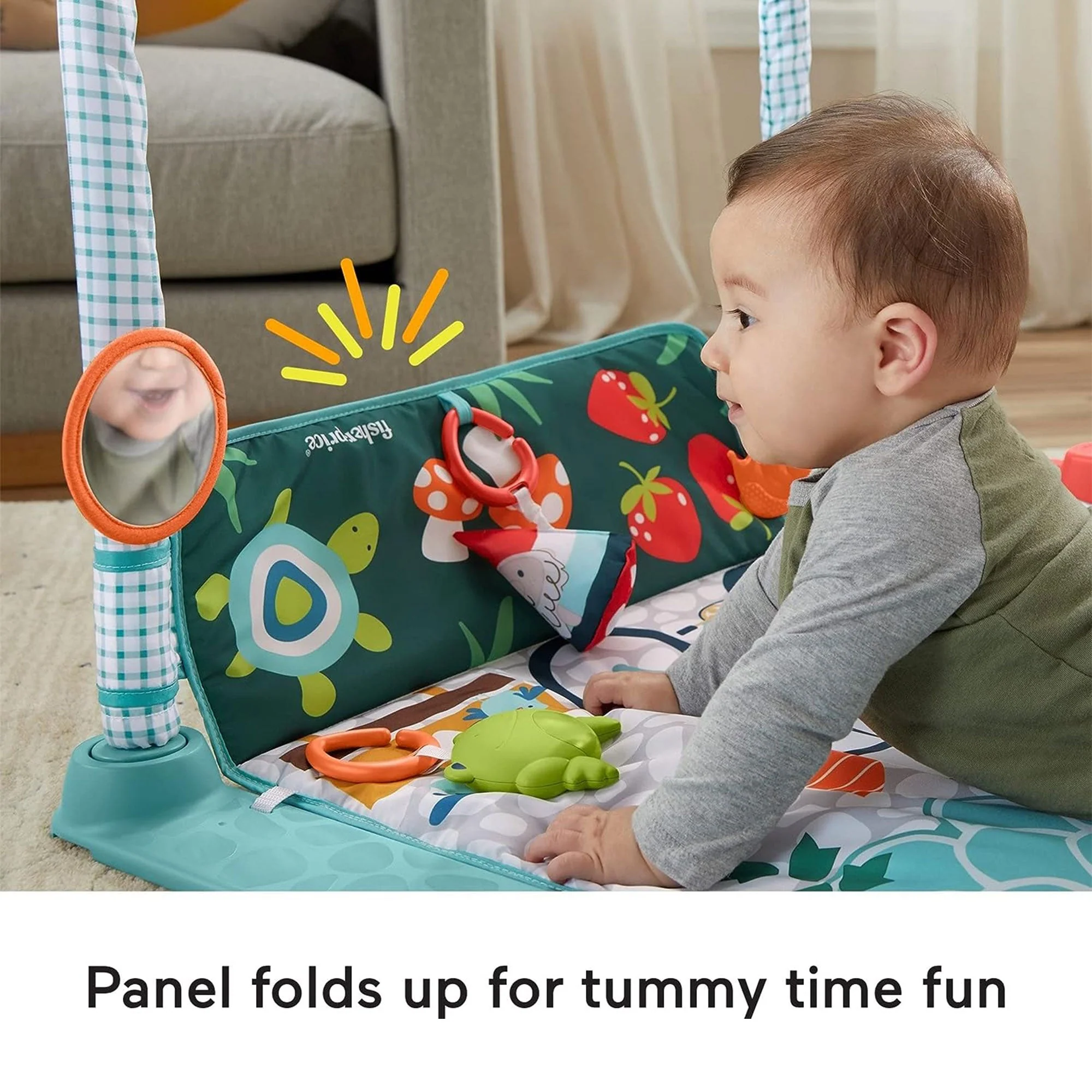 Fisher-Price 3 in 1 Crawl & Play Activity Gym with 5 Toys for Newborn to Toddler - Image 6