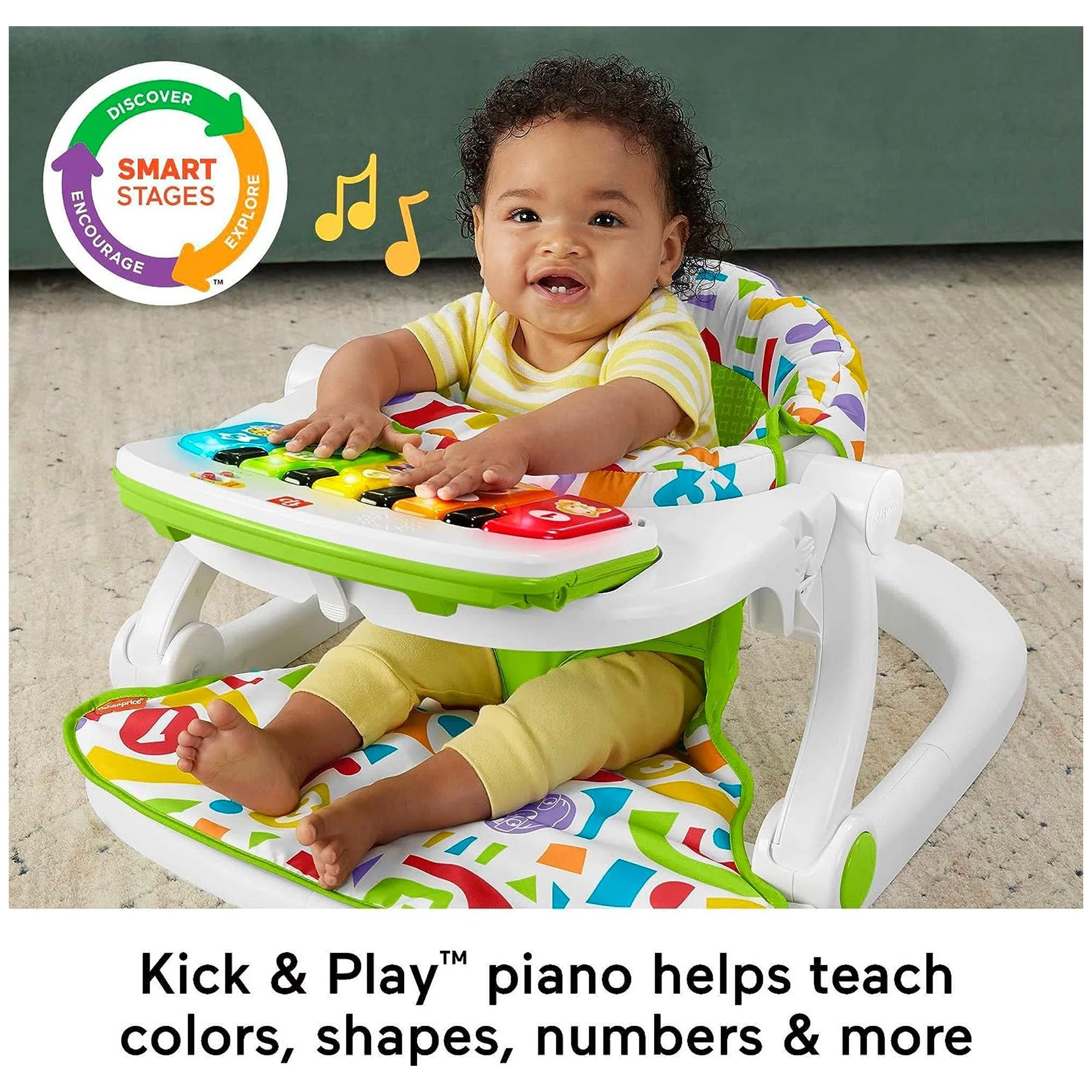 Fisher-Price Deluxe Sit Me Up Baby Activity Play Seat with Piano Learning Toy - Image 3