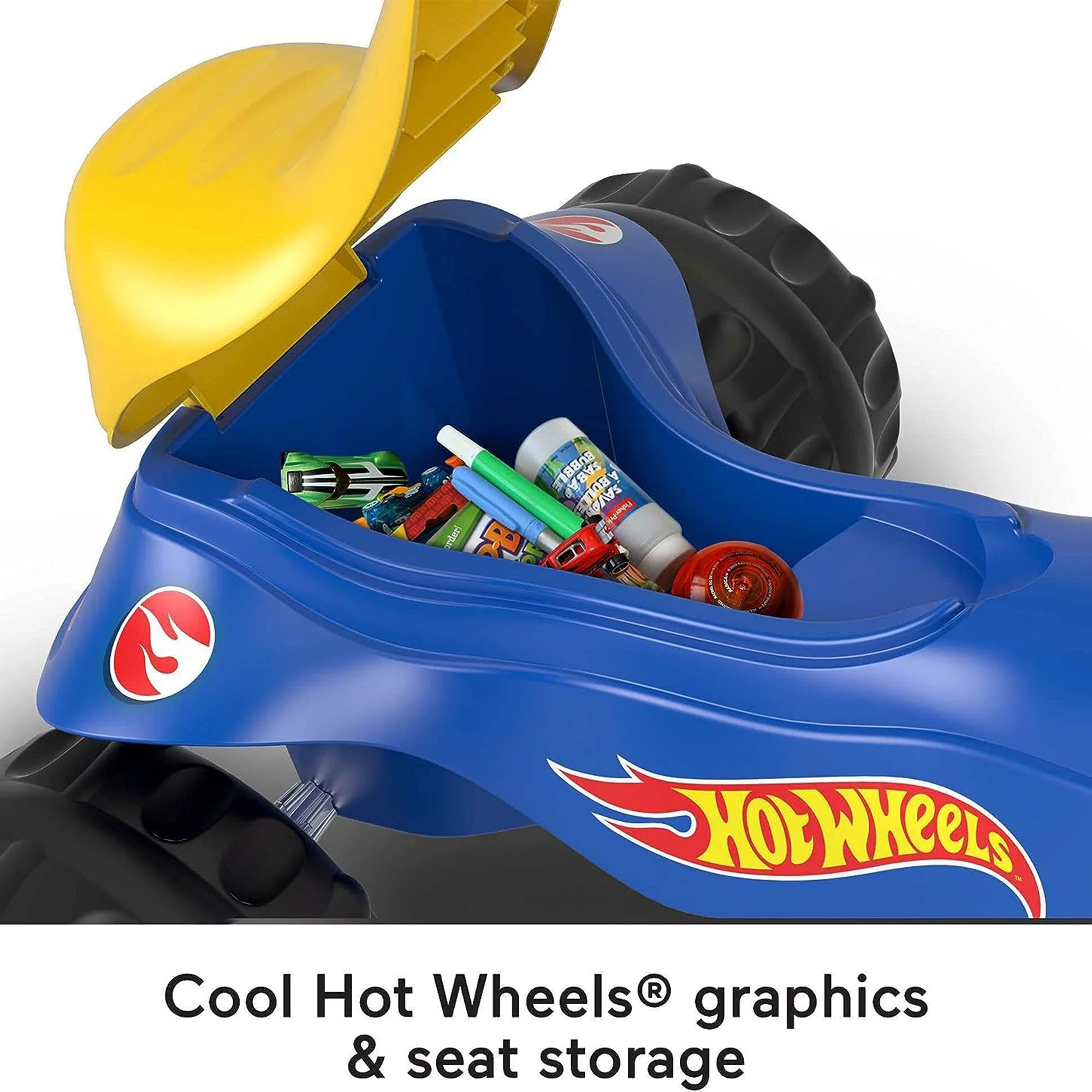 Fisher-Price Hot Wheels Tough Trike Toddler Bike with Handlebars and Storage - Image 5