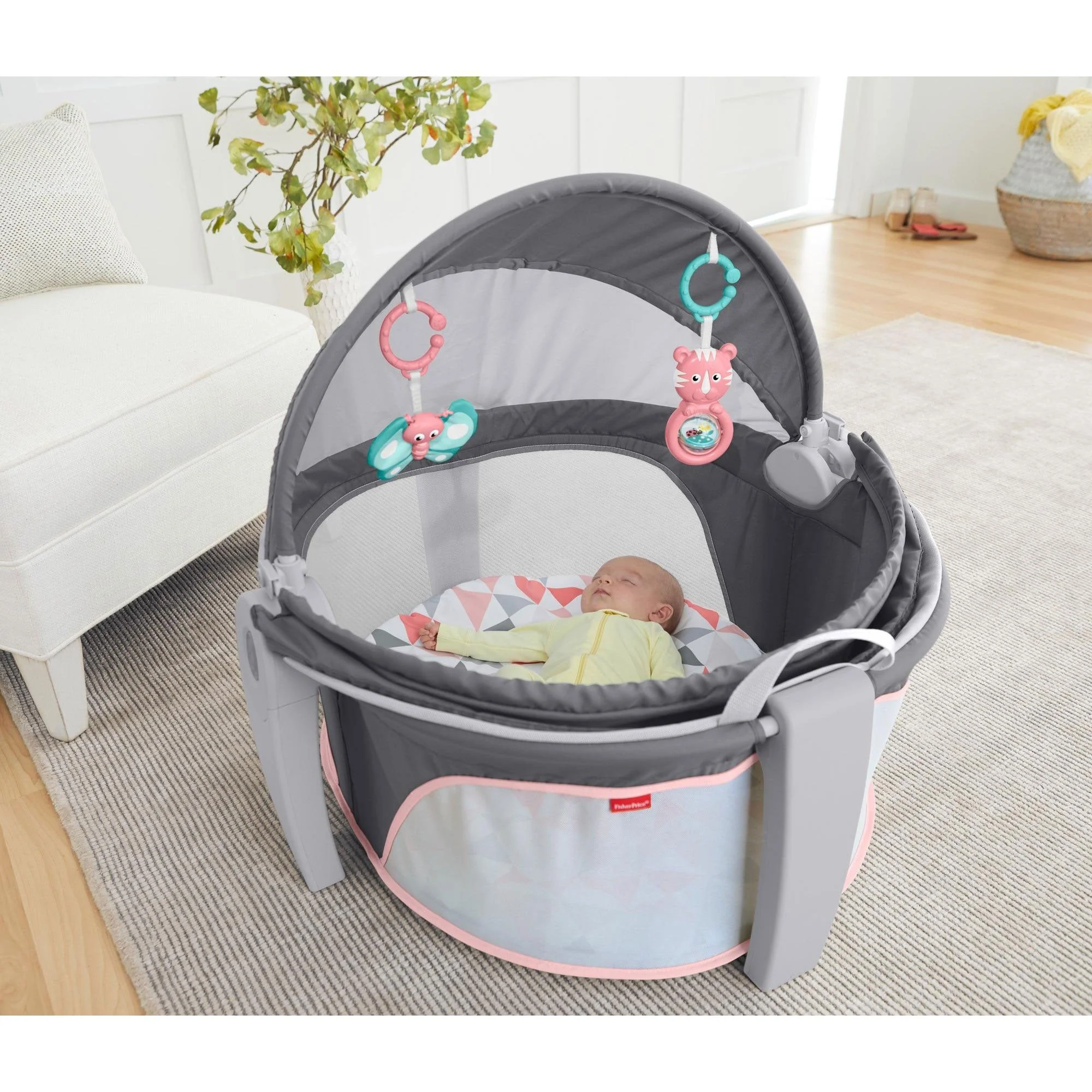 Fisher Price On the Go Portable Baby Beach Travel Dome with Sun Canopy, Gray - Image 5