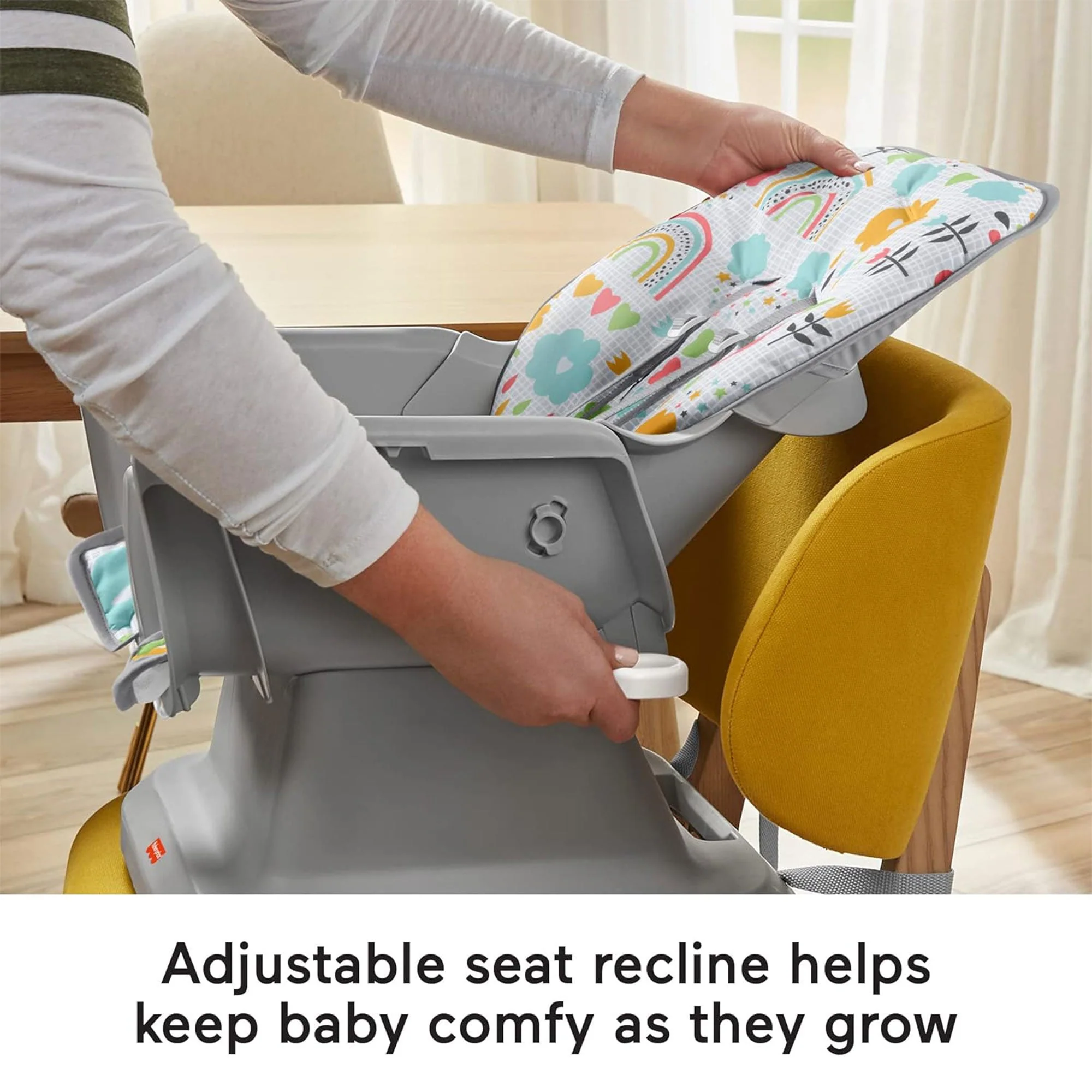 Fisher Price SpaceSaver Simple Clean High Chair with Removable Tray Liner, Gray - Image 5