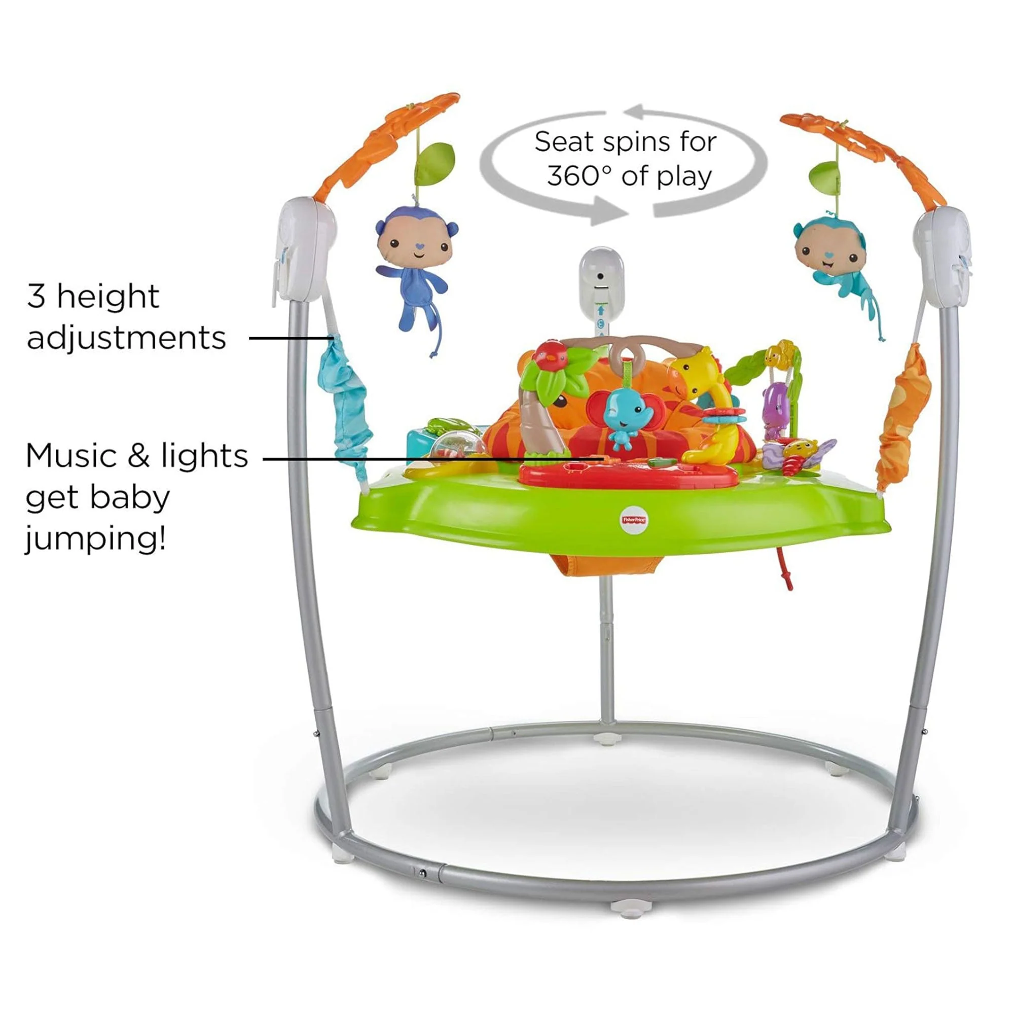 Fisher Price Tiger Time Jumperoo Activity Center with Music, Lights and Sounds - Image 3