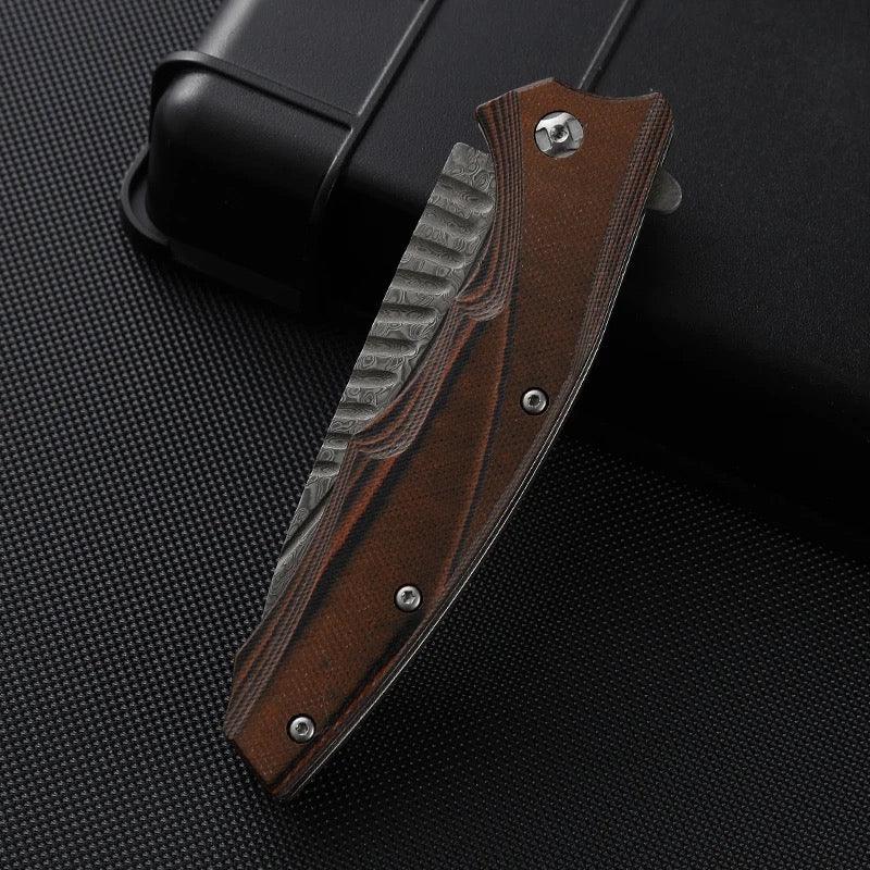 Flint Gentlemen's Damascus Pocket Knife with G10 Handle - Image 3