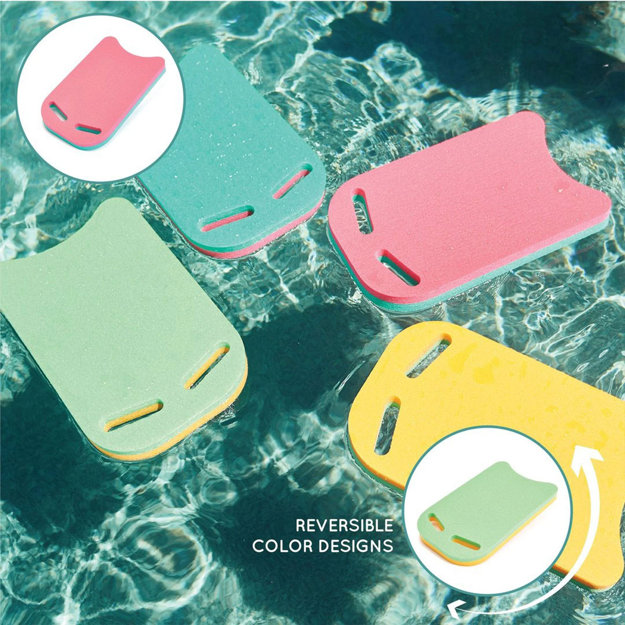 Floatation iQ Universal Pool Training Foam Board Exercise Kickboard, Pink/Teal - Image 9