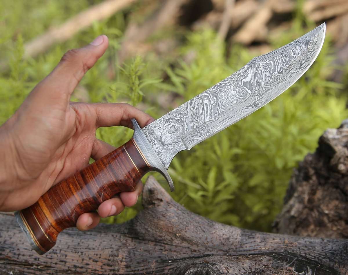 Flux Bowie Knife with Stacked Leather Handle - Image 3
